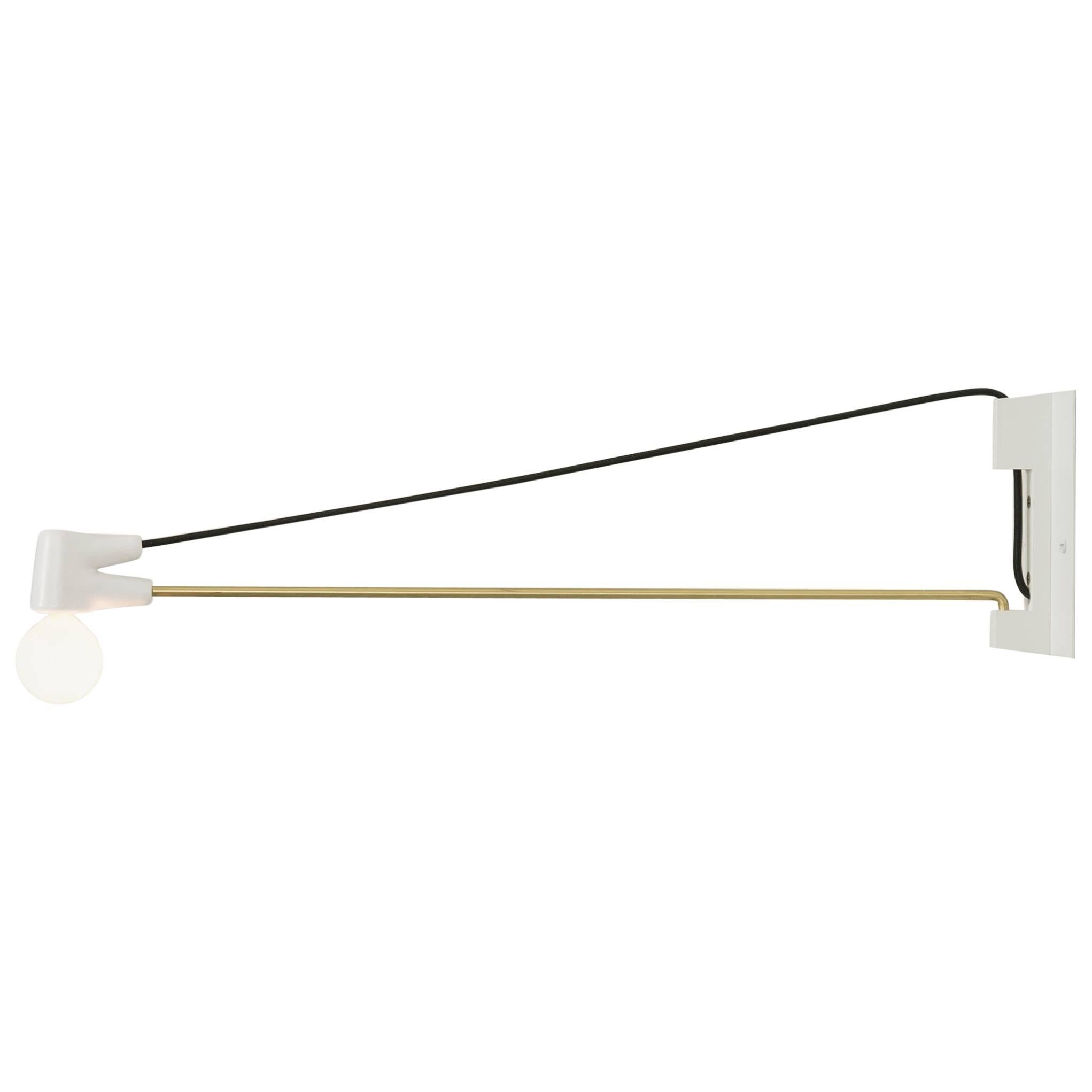 Cord Sconce 24" White & Brass by Ravenhill Studio For Sale
