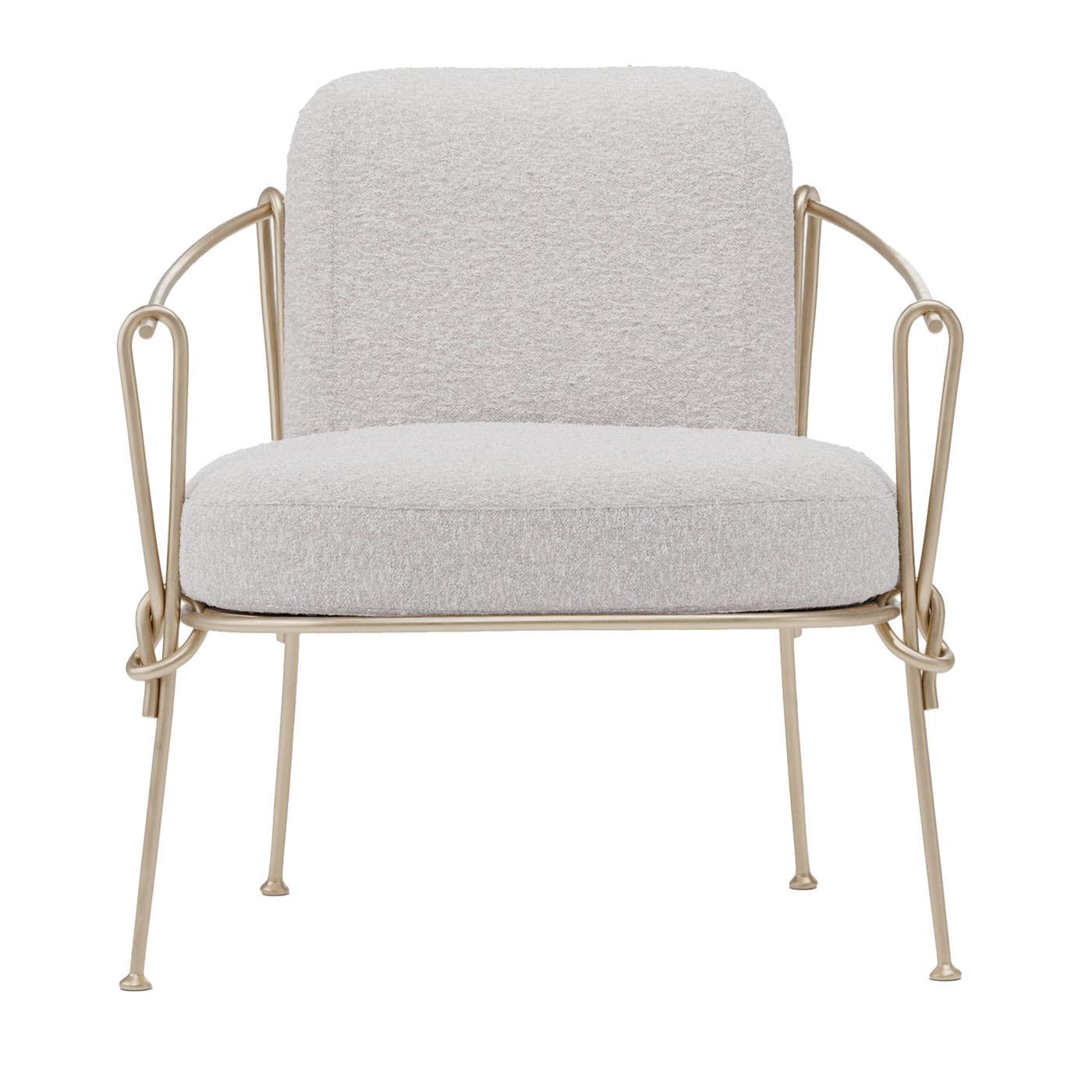 Contemporary Corda Champagne Iron Outdoor Armchair by Zanellato&Bortotto For Sale