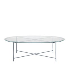 Mesa de comedor de exterior «Corda Plumbeo» con tablero ovalado de cristal, de Zanellato Bortotto