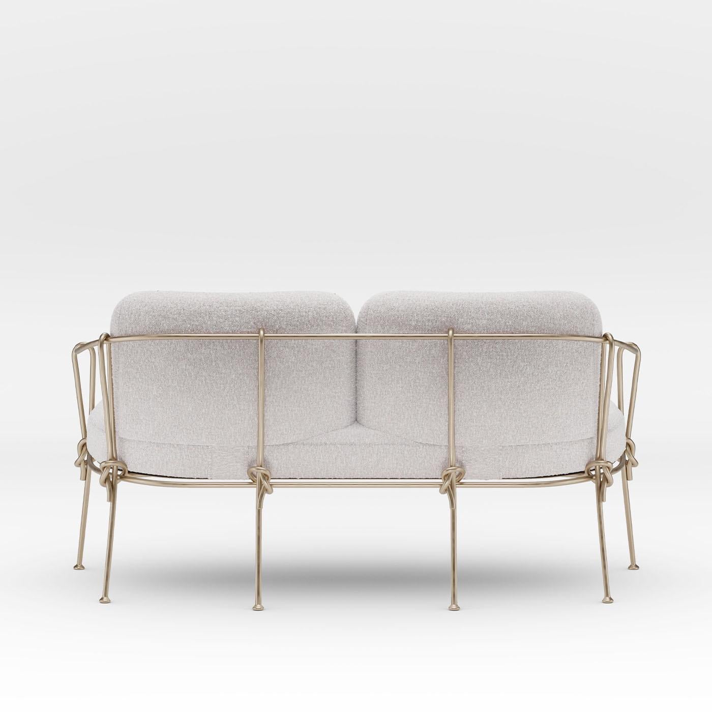 XXIe siècle et contemporain Canapé d'extérieur deux places Corda en fer champagne par Zanellato&Bortotto en vente