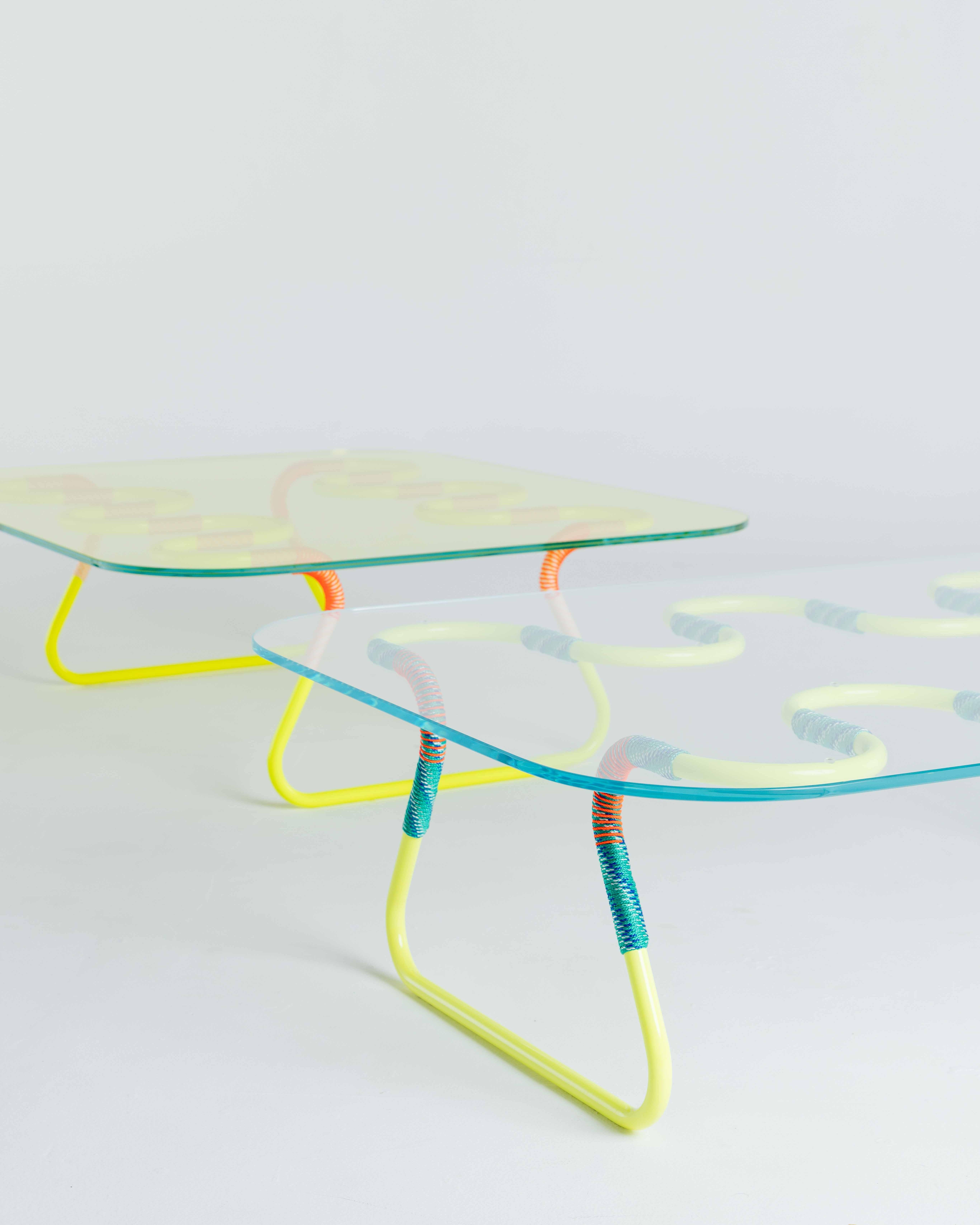 American Cordage Multicolored Sculptural & Functional Coffee Table by Laura Casañas Maya For Sale