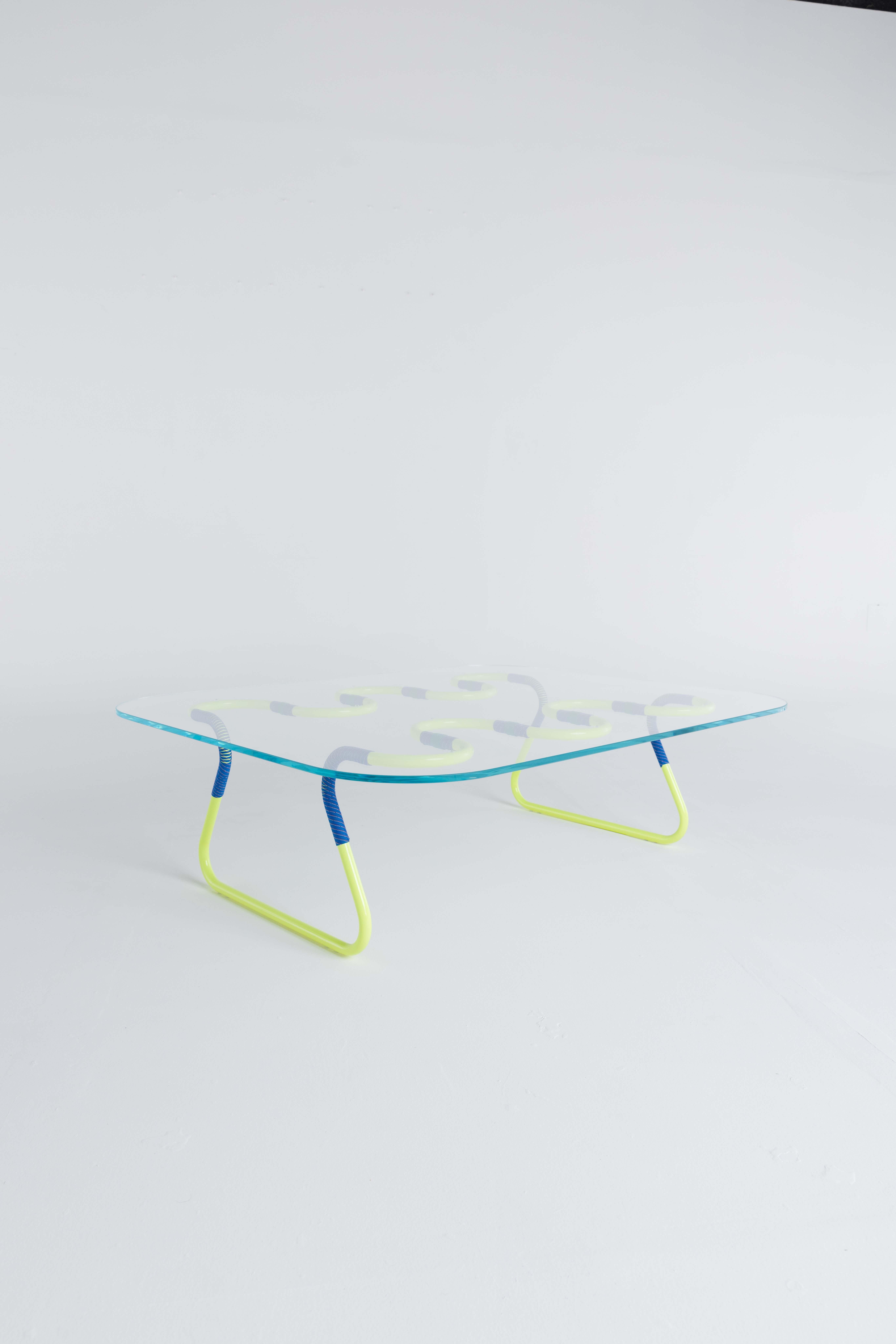 Contemporary Cordage Multicolored Sculptural & Functional Coffee Table by Laura Casañas Maya For Sale