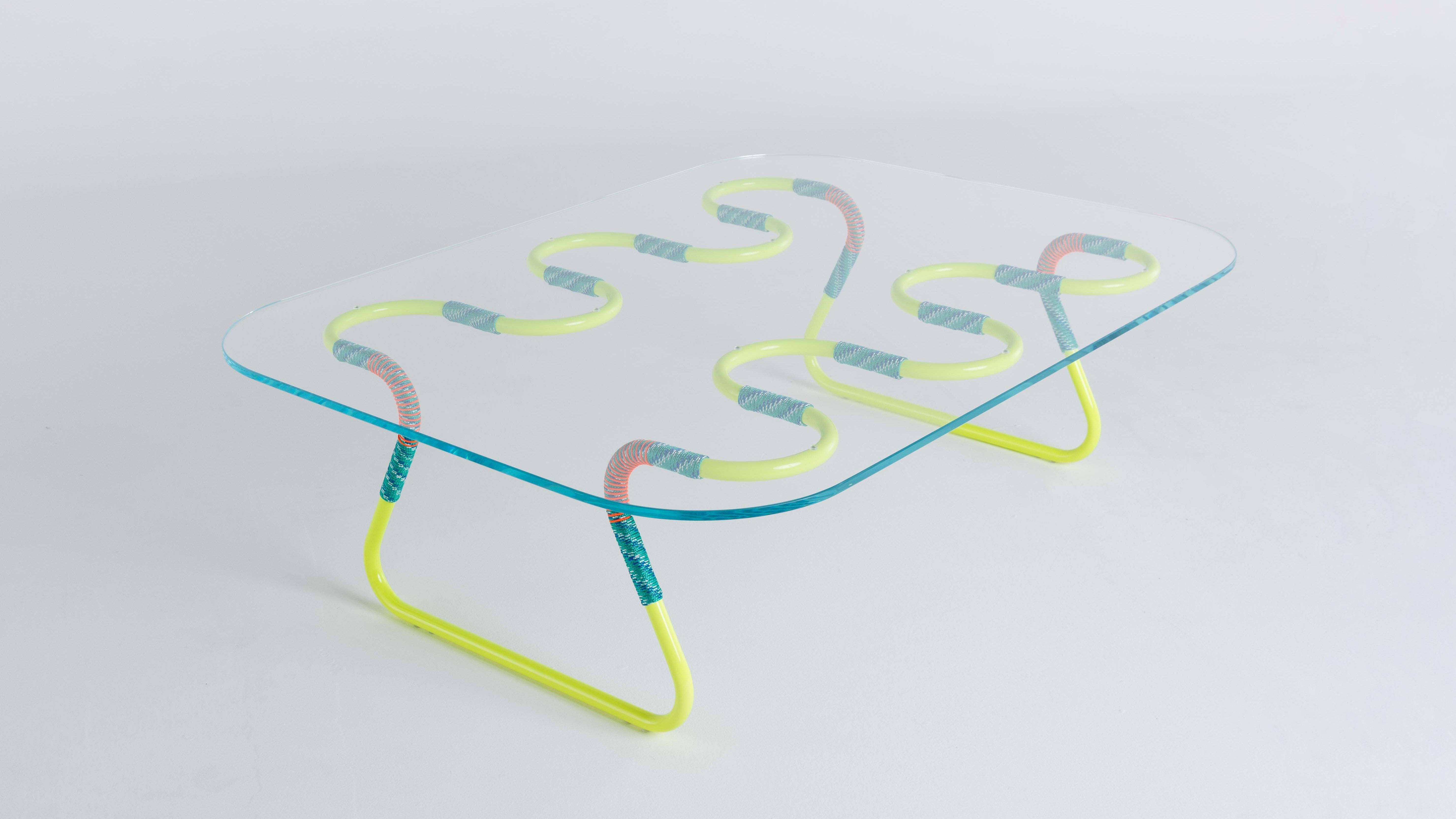 Steel Cordage Multicolored Sculptural & Functional Coffee Table by Laura Casañas Maya For Sale