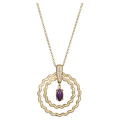 Corde d'amour marquis ~ Sugilite with Micro Pavé Diamonds in 18 K Gold Necklace