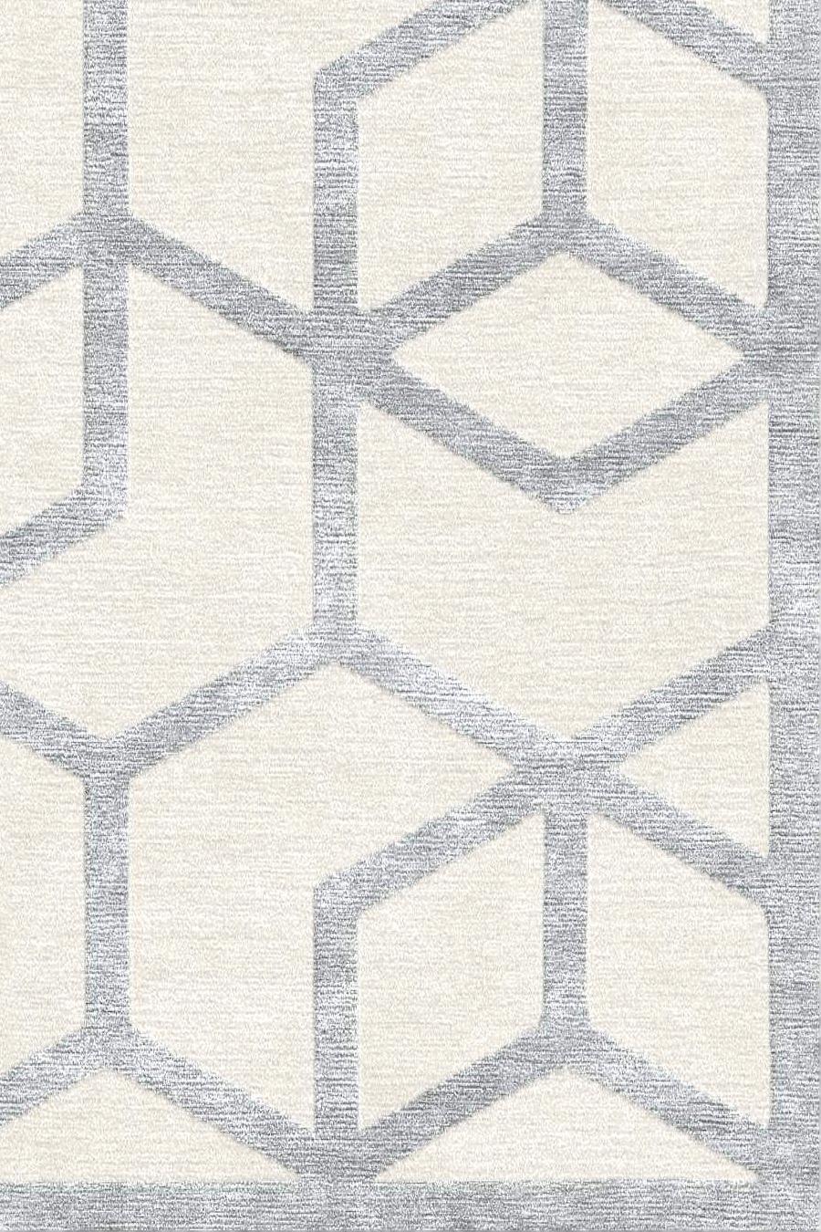 Hand-Knotted Geometric pattern Beige grey light Rug living room - Cordelia For Sale