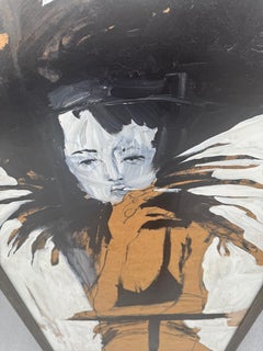 Cordell Cordaro Modernist Abstract Painting "Smoking at a desk"