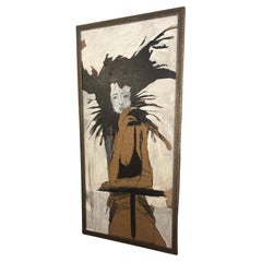Cordell Cordaro Modernist Abstract Painting "Smoking at a desk"