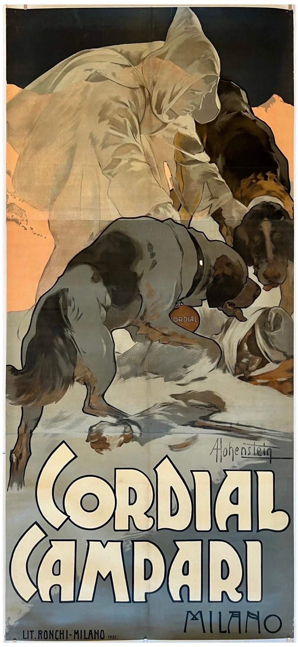 CORDIAL CAMPARI Milano Original Vintage Antique Art Nouveau Poster
