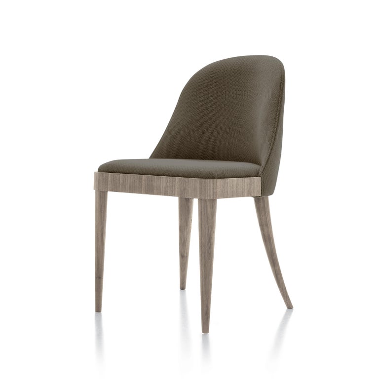 Modern Cordiale Solid Wood Chair, Walnut in Hand-Made Natural Grey Finish, Contemporary For Sale