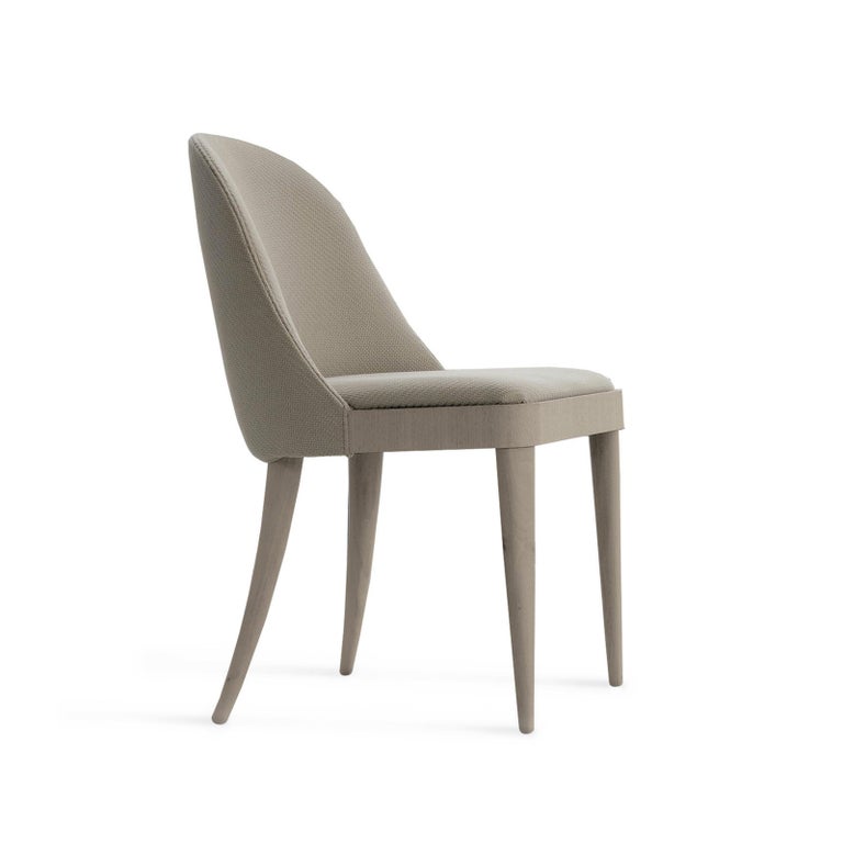 Oiled Cordiale Solid Wood Chair, Walnut in Hand-Made Natural Grey Finish, Contemporary For Sale