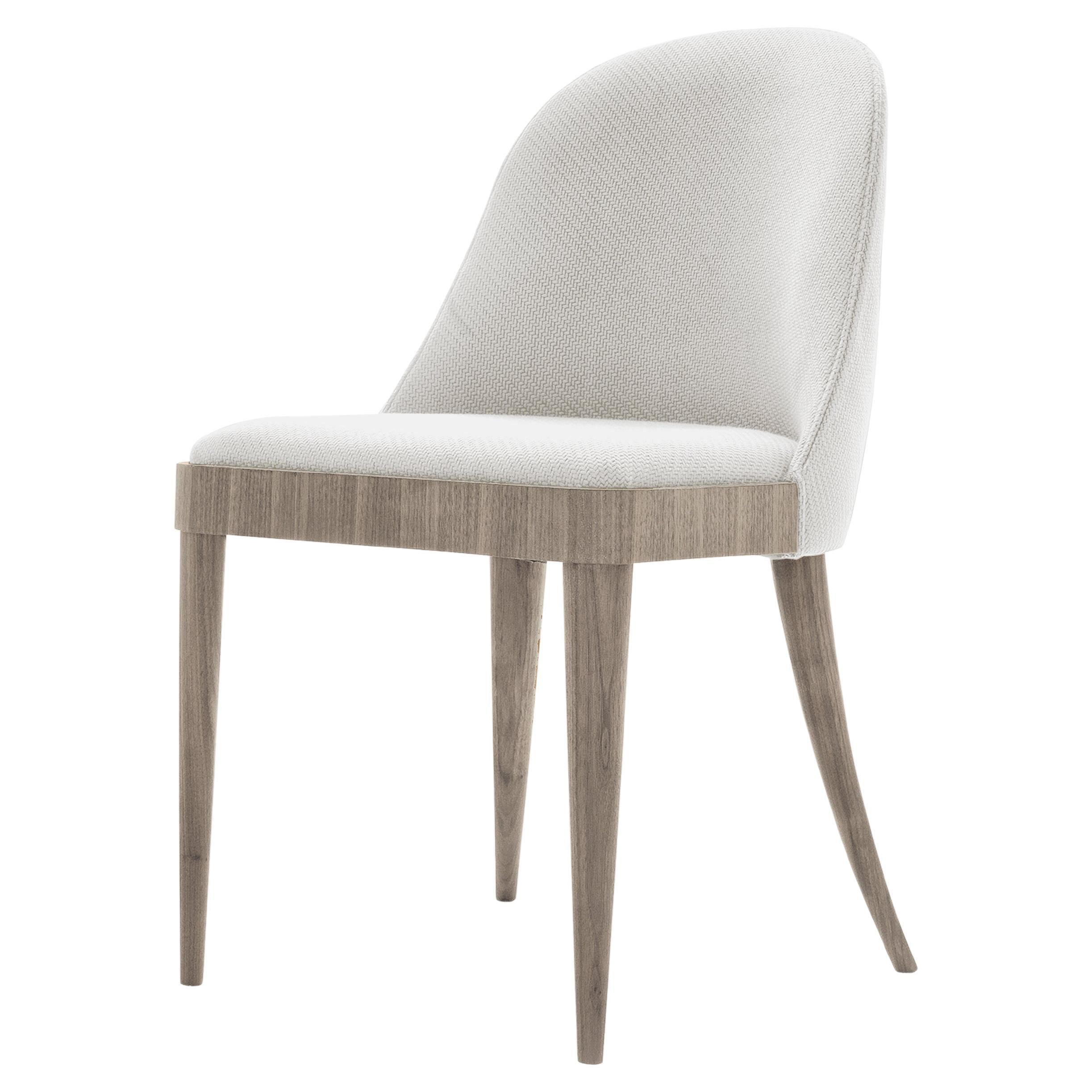Cordiale Solid Wood Chair, Walnut in Hand-Made Natural Grey Finish, Contemporary