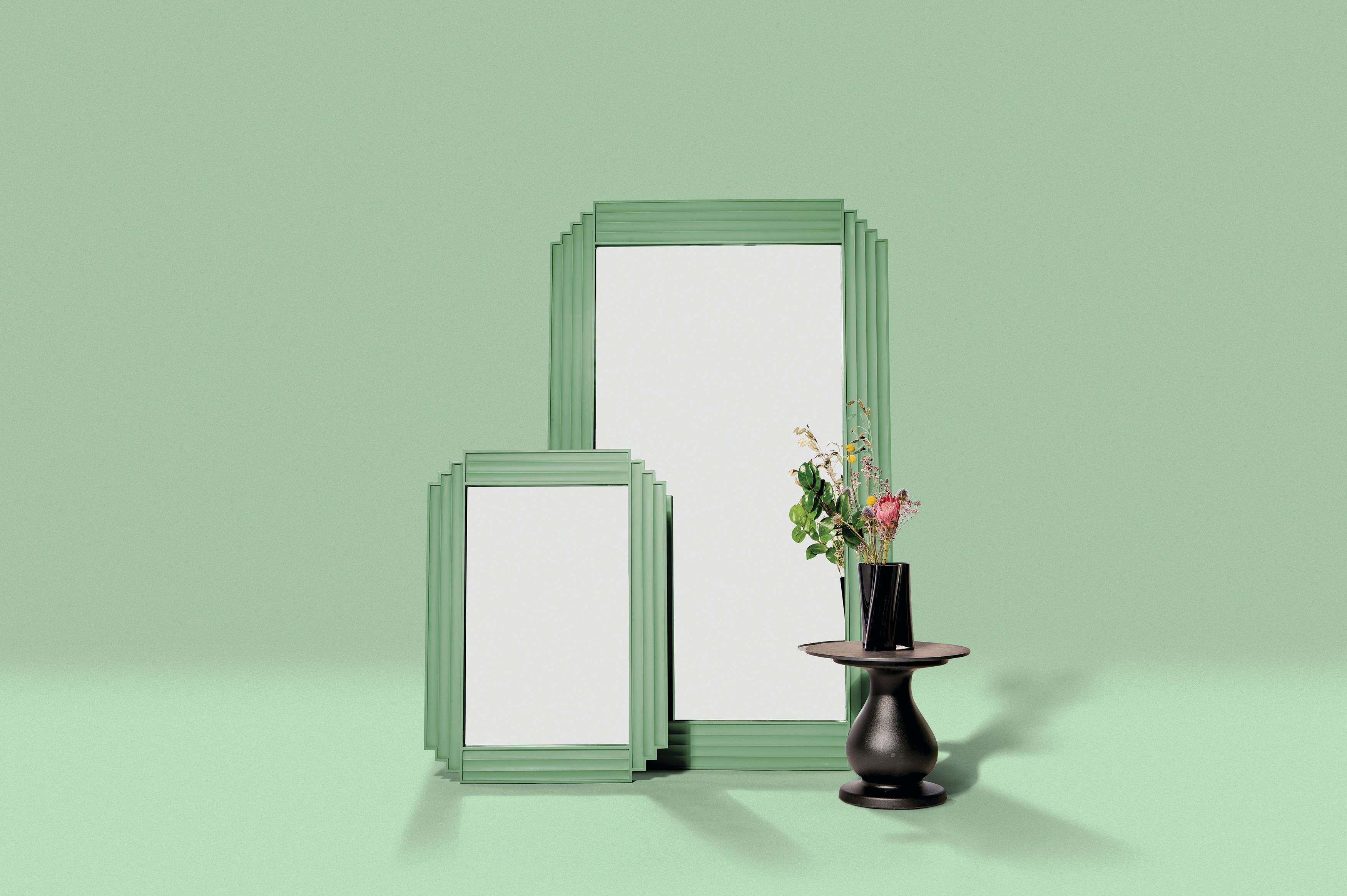 Cordiale Large Malva Green Mirror by Roberto Paoli
Dimensions: D 5 x W 121 x H 201 cm.
Materials: Polyethylene and mirror.
Weight: 39 kg.

Available in different color options. Prices may vary. This product is suitable for indoor and outdoor use.