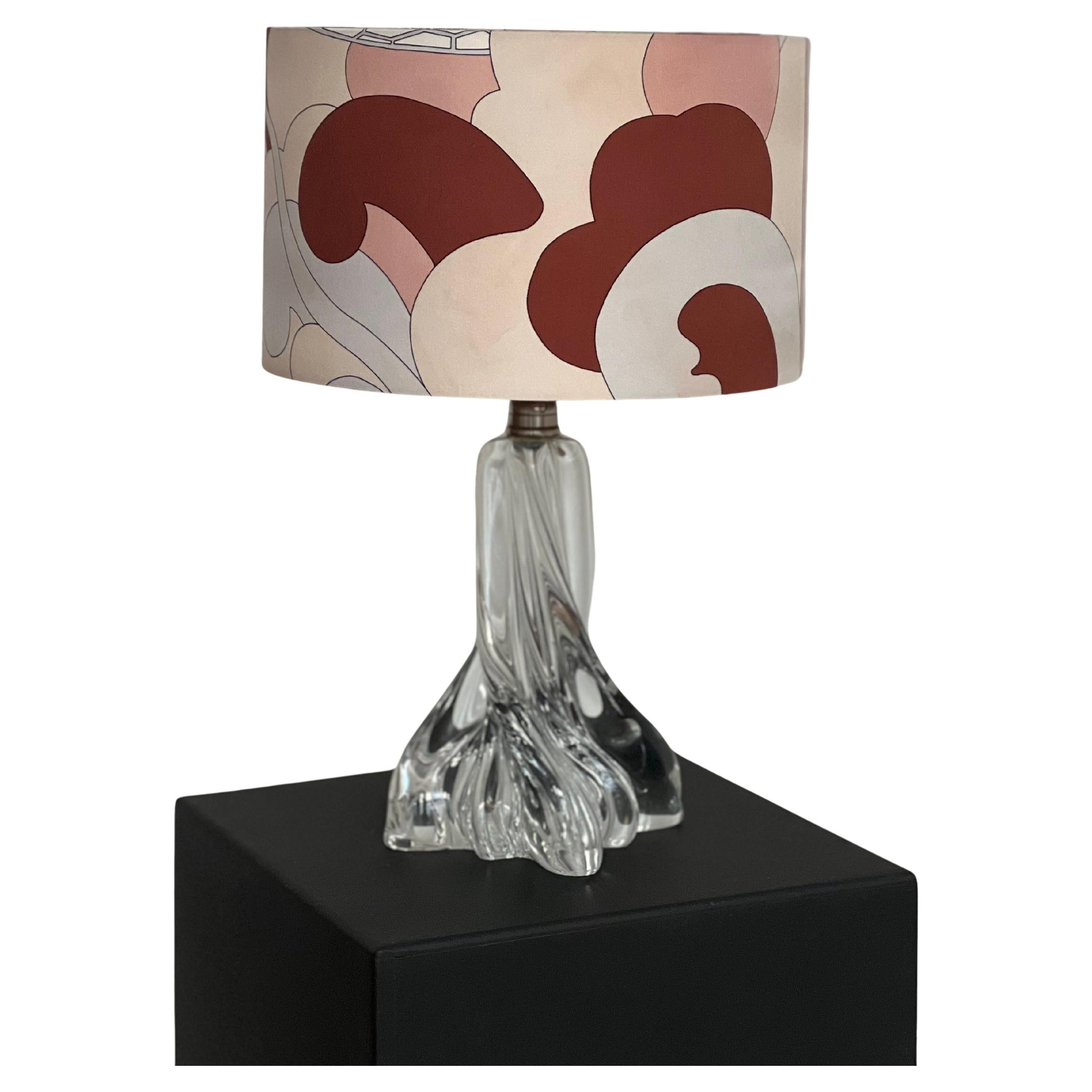 Lampada da tavolo Baccarat a batteria con paralume in seta vintage Pucci Col. MOP in vendita