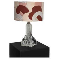 Cordless Baccarat Table Light With Vintage Pucci Silk Lampshade Col. MOP