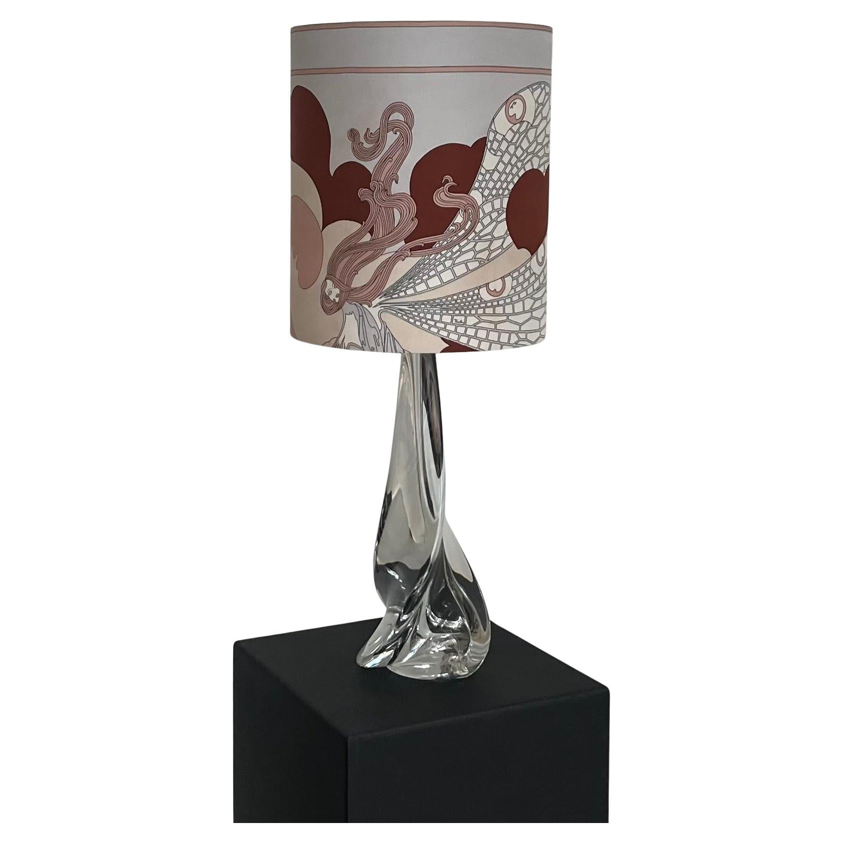 Lampada da tavolo a batteria JB Saint Louis  Con paralume in seta Vintage Pucci Col. MOP
