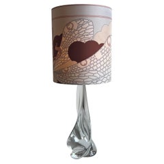 Cordless Saint Louis Table Light With Vintage Pucci Silk Lampshade Col. MOP