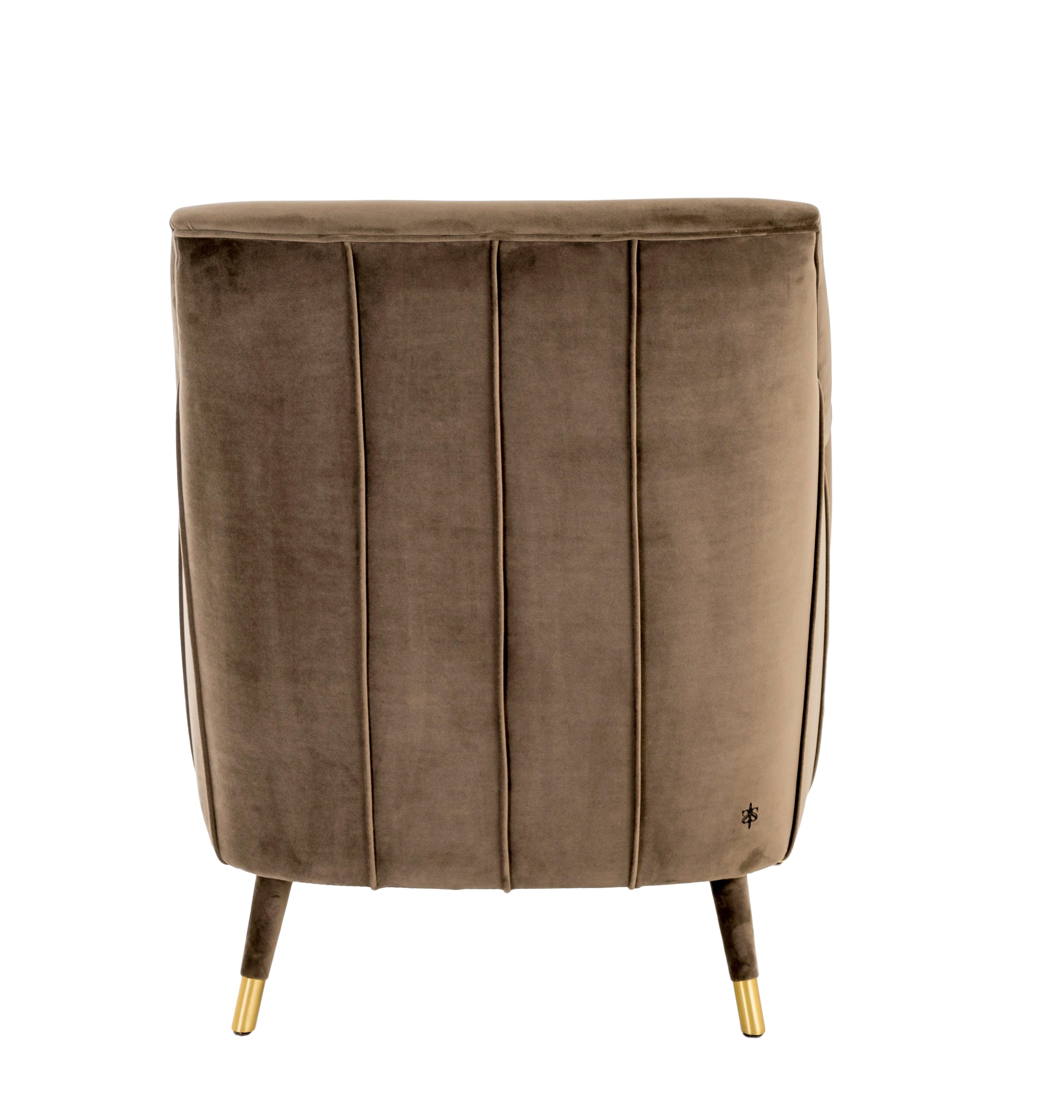 Modern CORDOBA Armchair with Antique Brass Tips For Sale