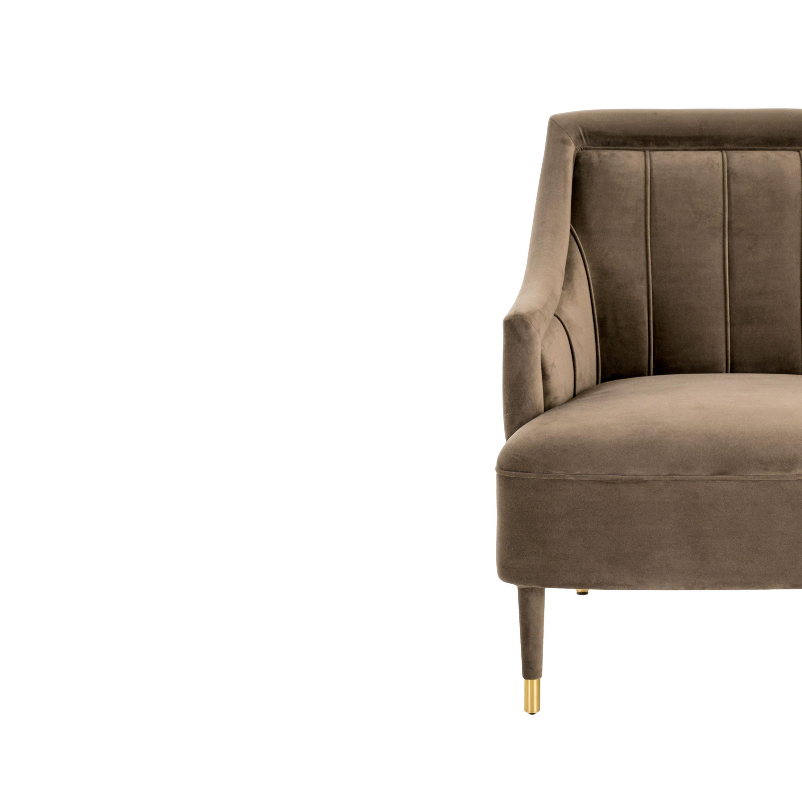 Bouclé Fauteuil CORDOBA avec embouts en laiton antique en vente