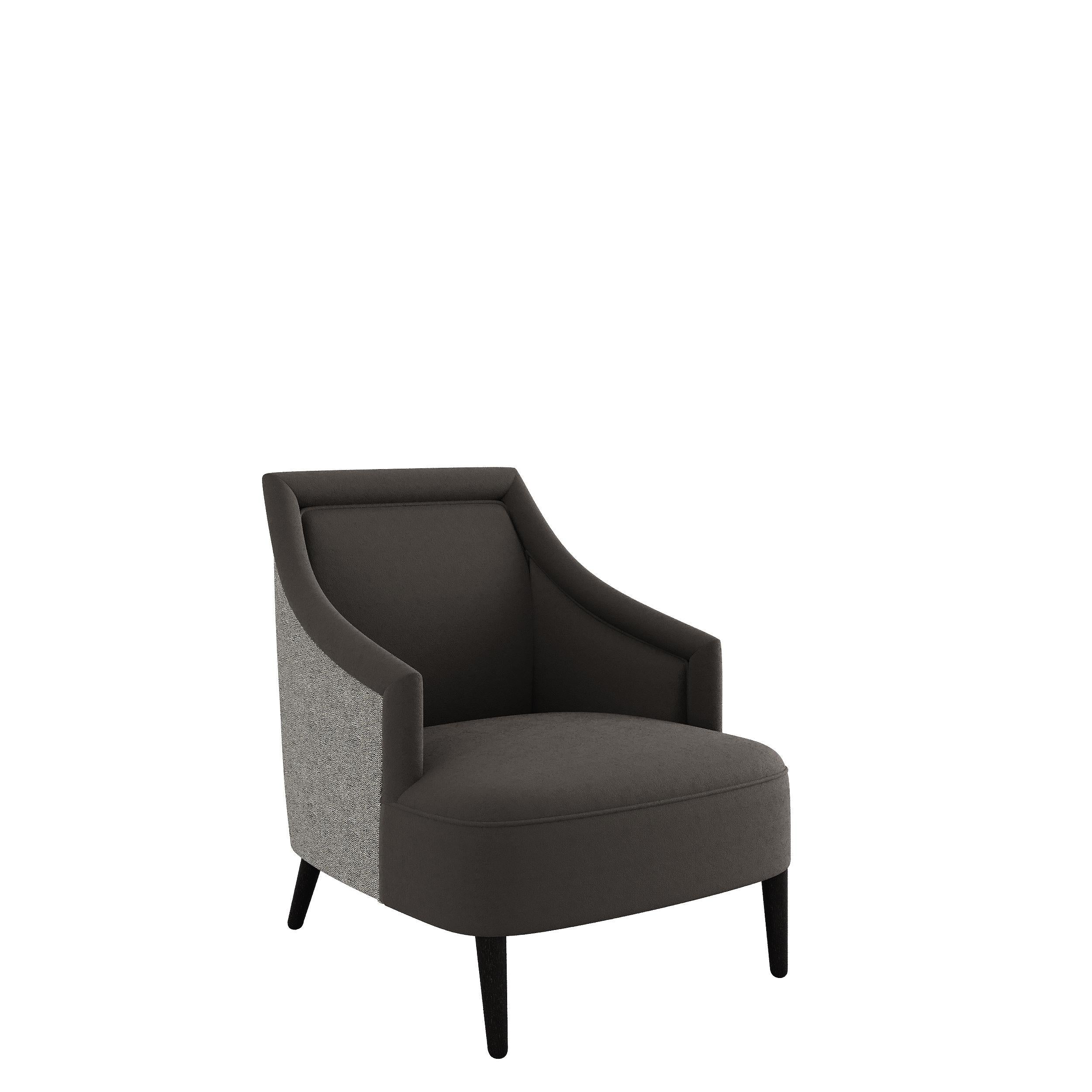 Modern CORDOBA Armchair with solid wood legs For Sale