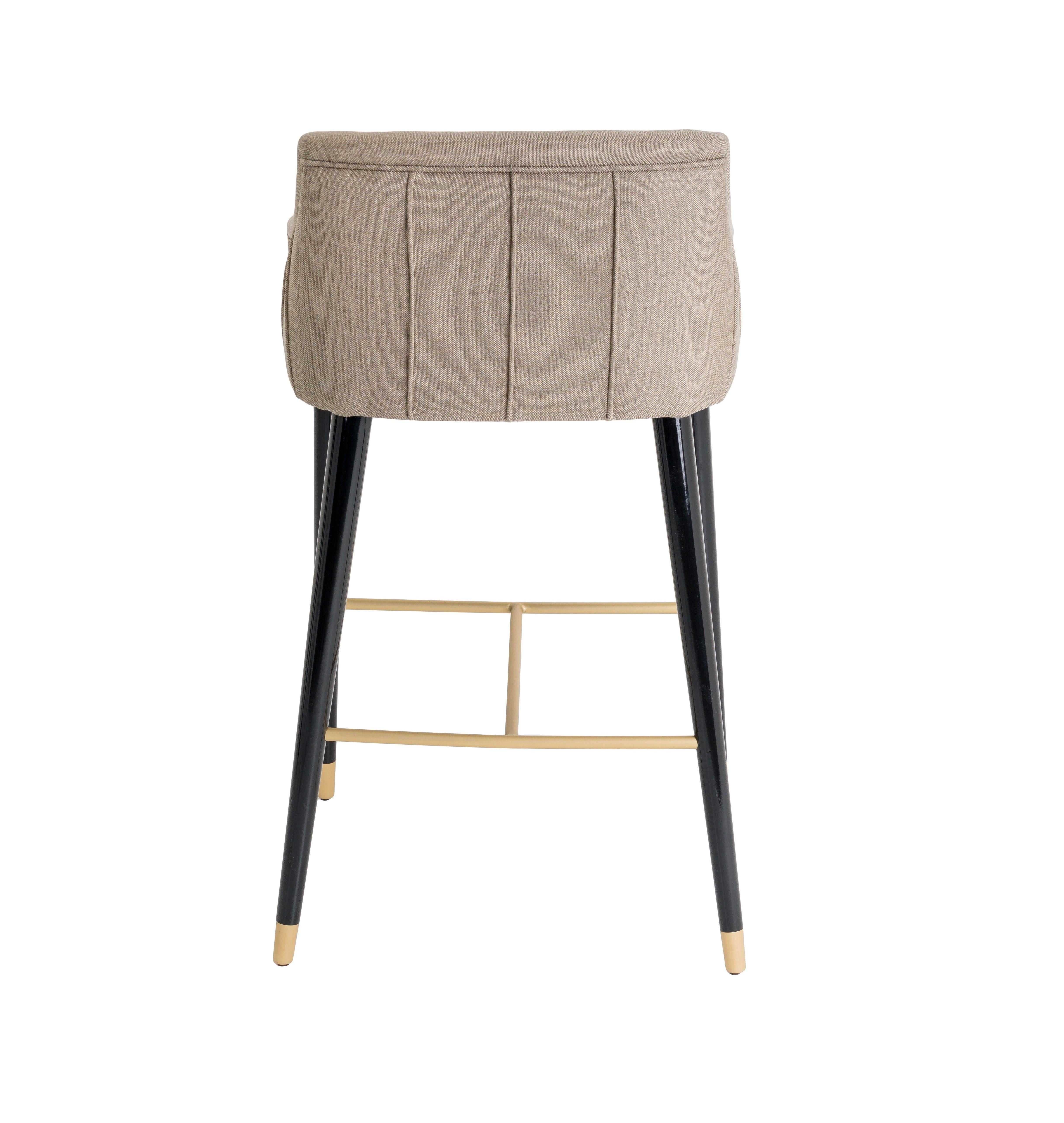 Modern CORDOBA Bar Stool with Tips and Rest Feet in Brass For Sale