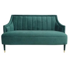 Cordoba Sofa in Green Velvet and Brushed Brass Tips
