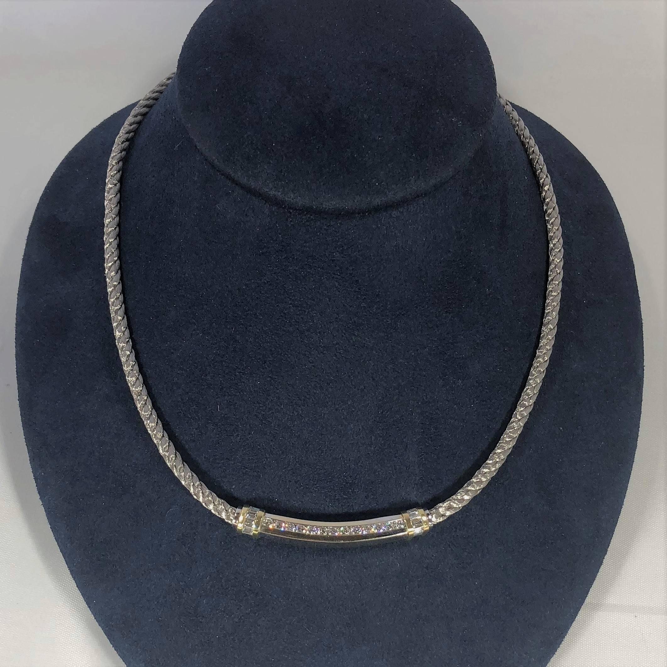 Cordova 18 Karat two tone 1.40 Carat Diamond Contemporary Necklace 5
