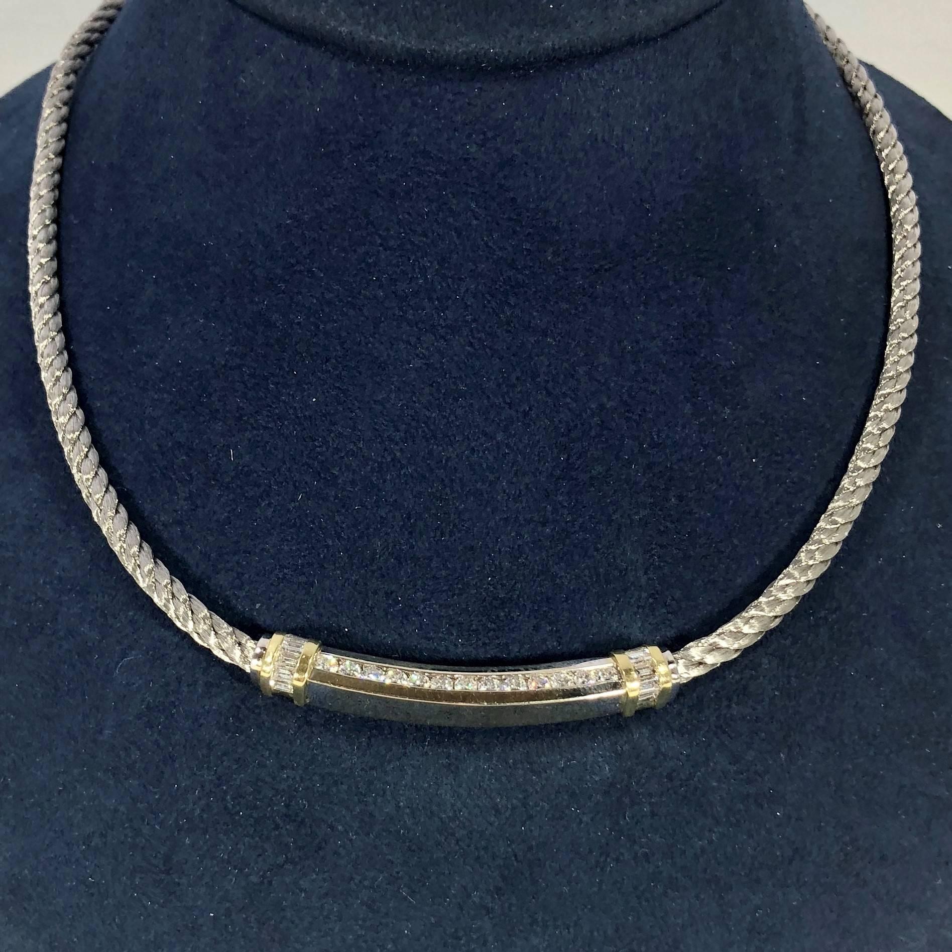 Cordova 18 Karat two tone 1.40 Carat Diamond Contemporary Necklace 6