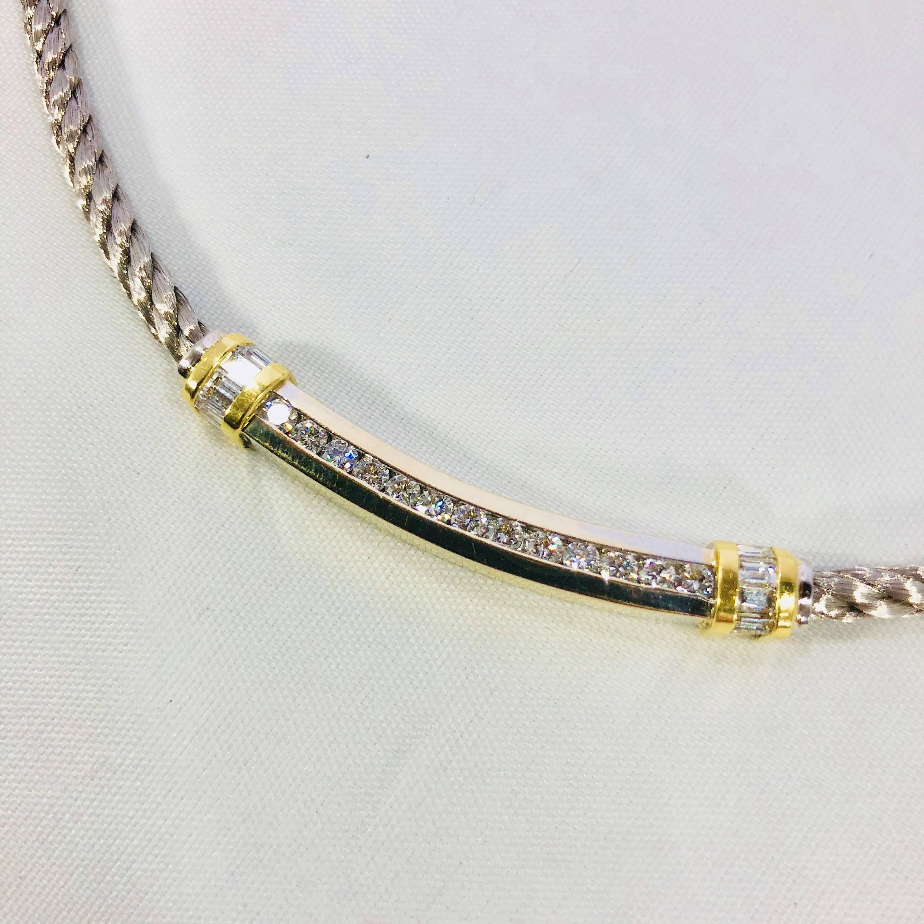 Cordova 18 Karat two tone 1.40 Carat Diamond Contemporary Necklace In New Condition In Mansfield, OH