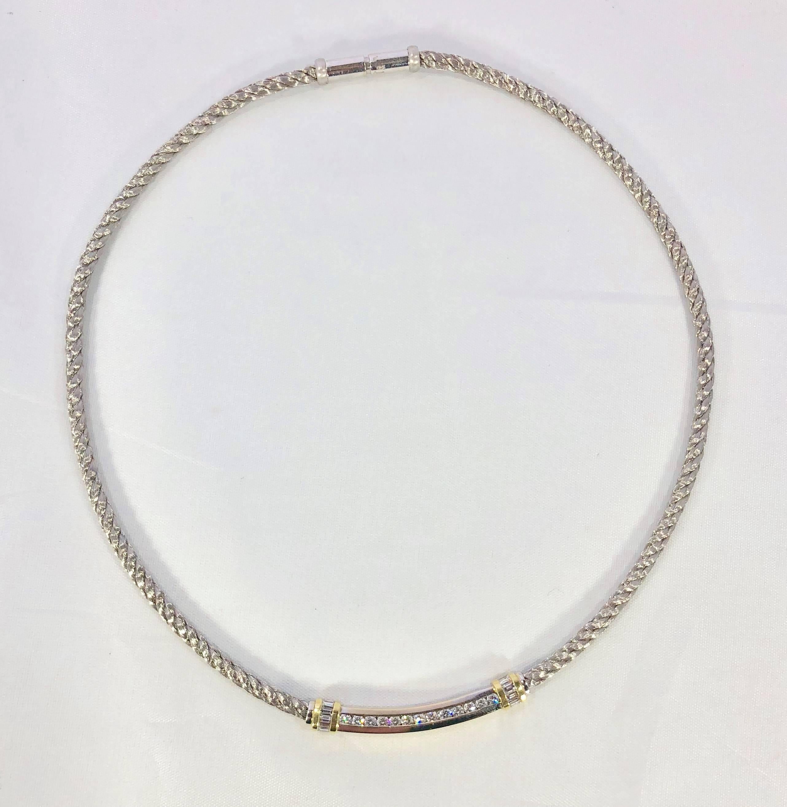 Cordova 18 Karat two tone 1.40 Carat Diamond Contemporary Necklace 3