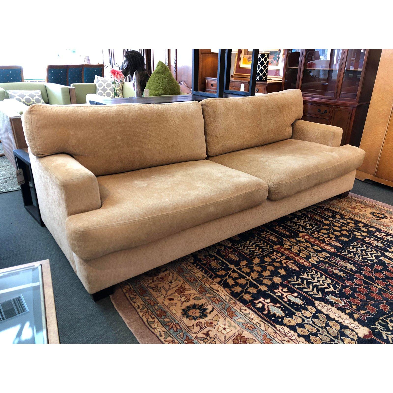 96 inch lounging sofa. Simple lines softened with down-wrapping and textured upholstery. Made in LA, handcrafted, FSC Certified Wood, Goose Feathers & Down, Low-Voc Stains,



Measures: Seat height 18 inches
Arm height 23 1/2 inches.