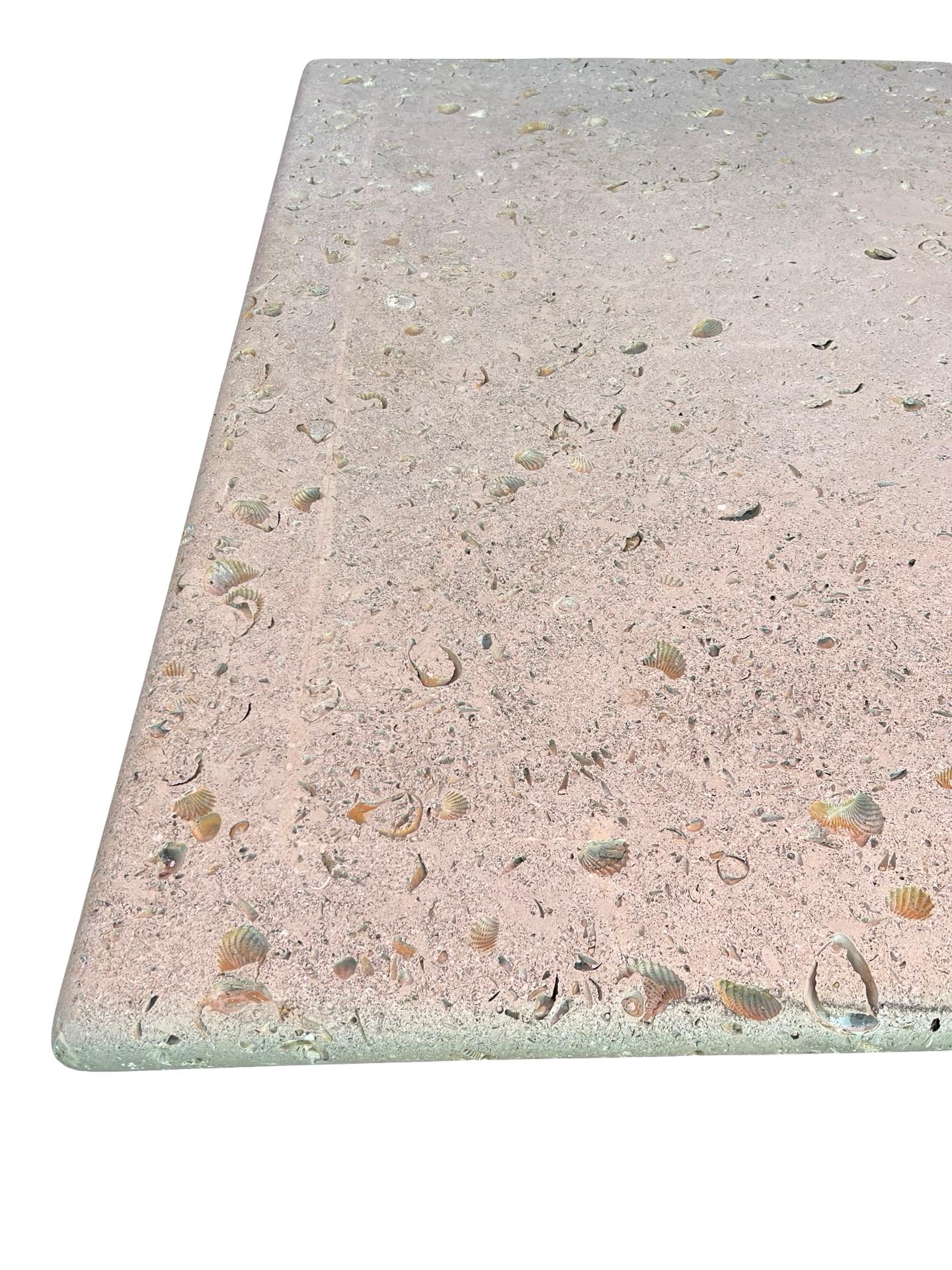 20th Century Cordova shell limestone dining table, mid 20th century