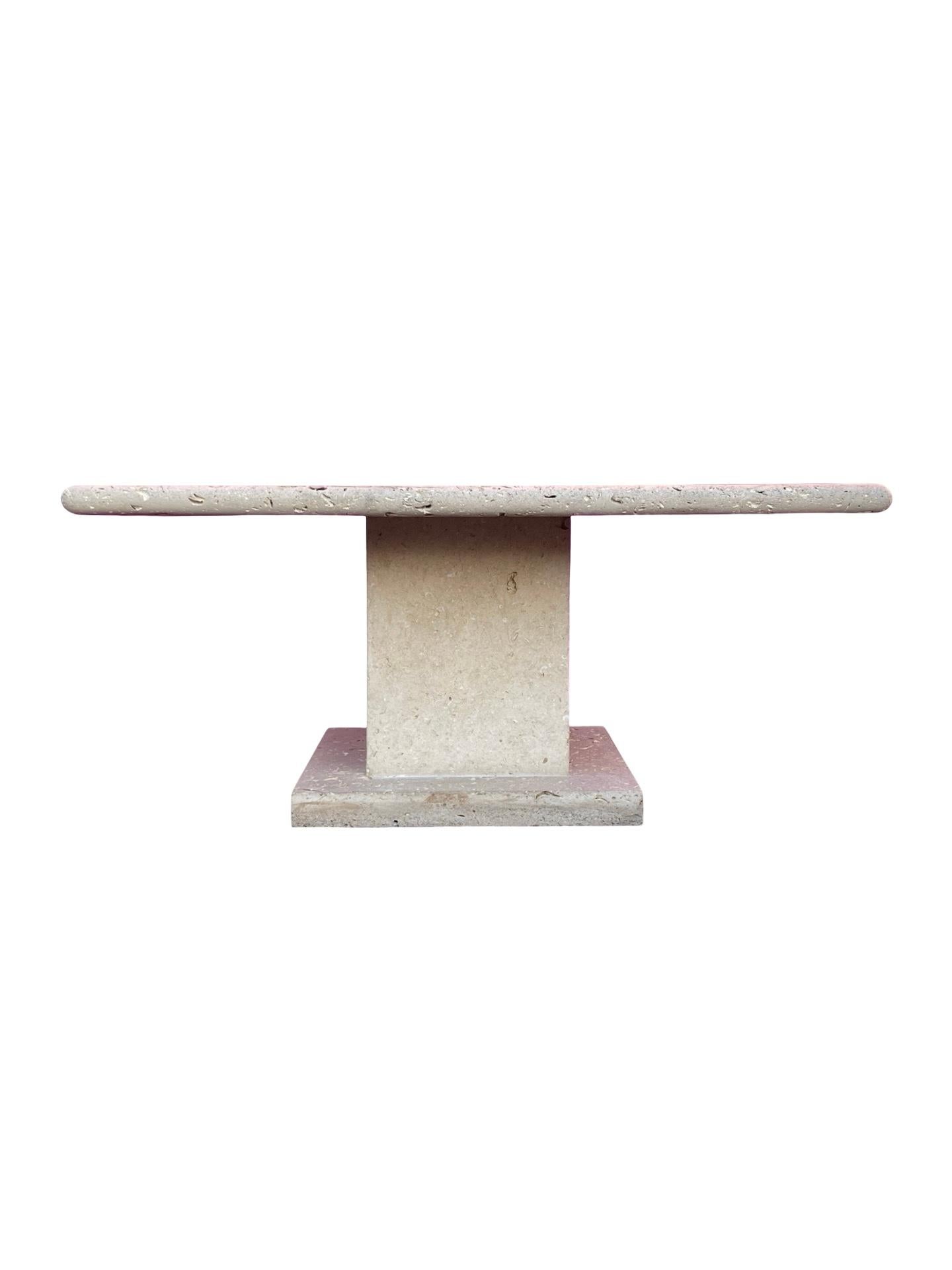 Limestone Cordova shell limestone dining table, mid 20th century