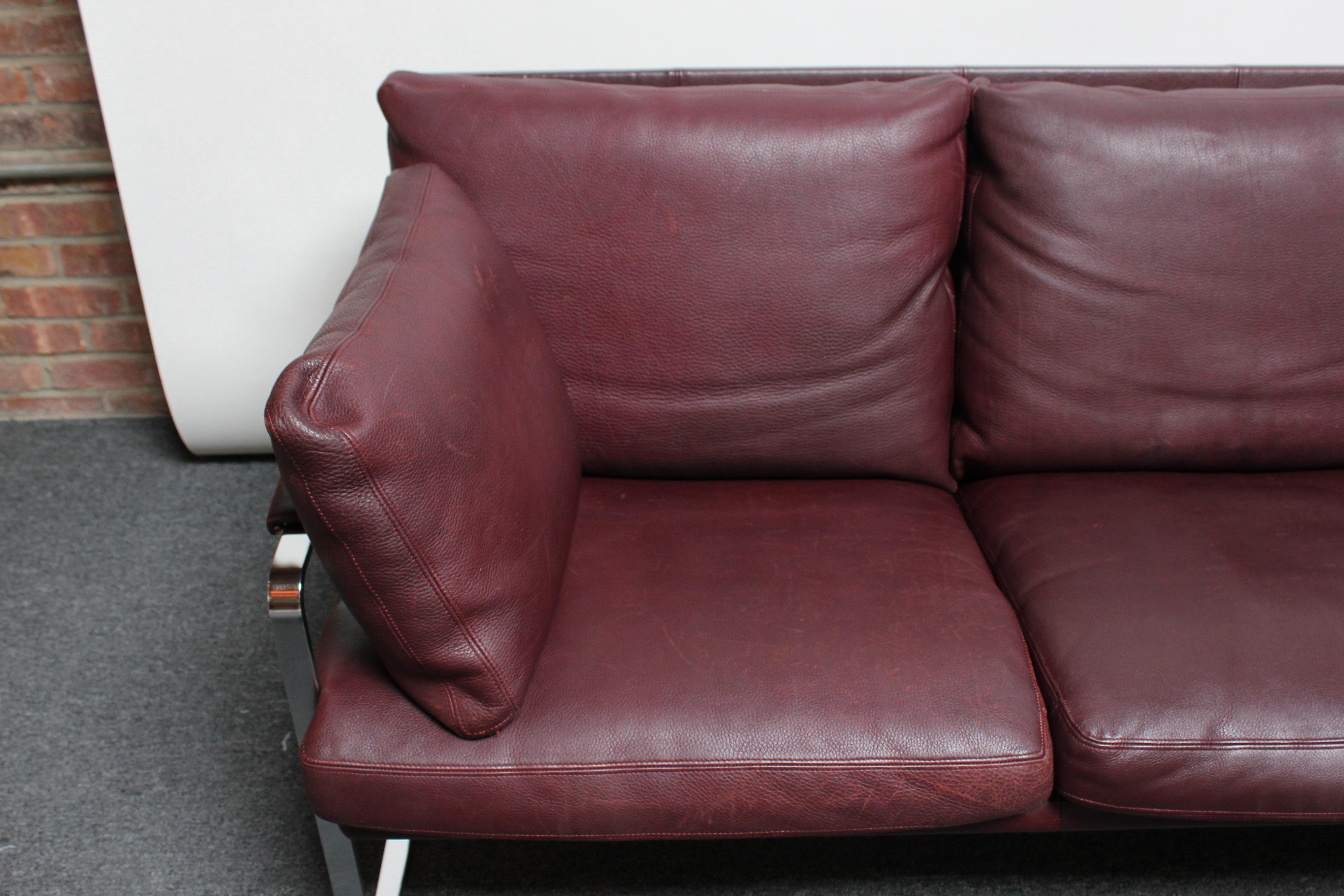 Cordovan Leather and Chrome-Steel Sofa by Preben Fabricius for Walter Knoll For Sale 5