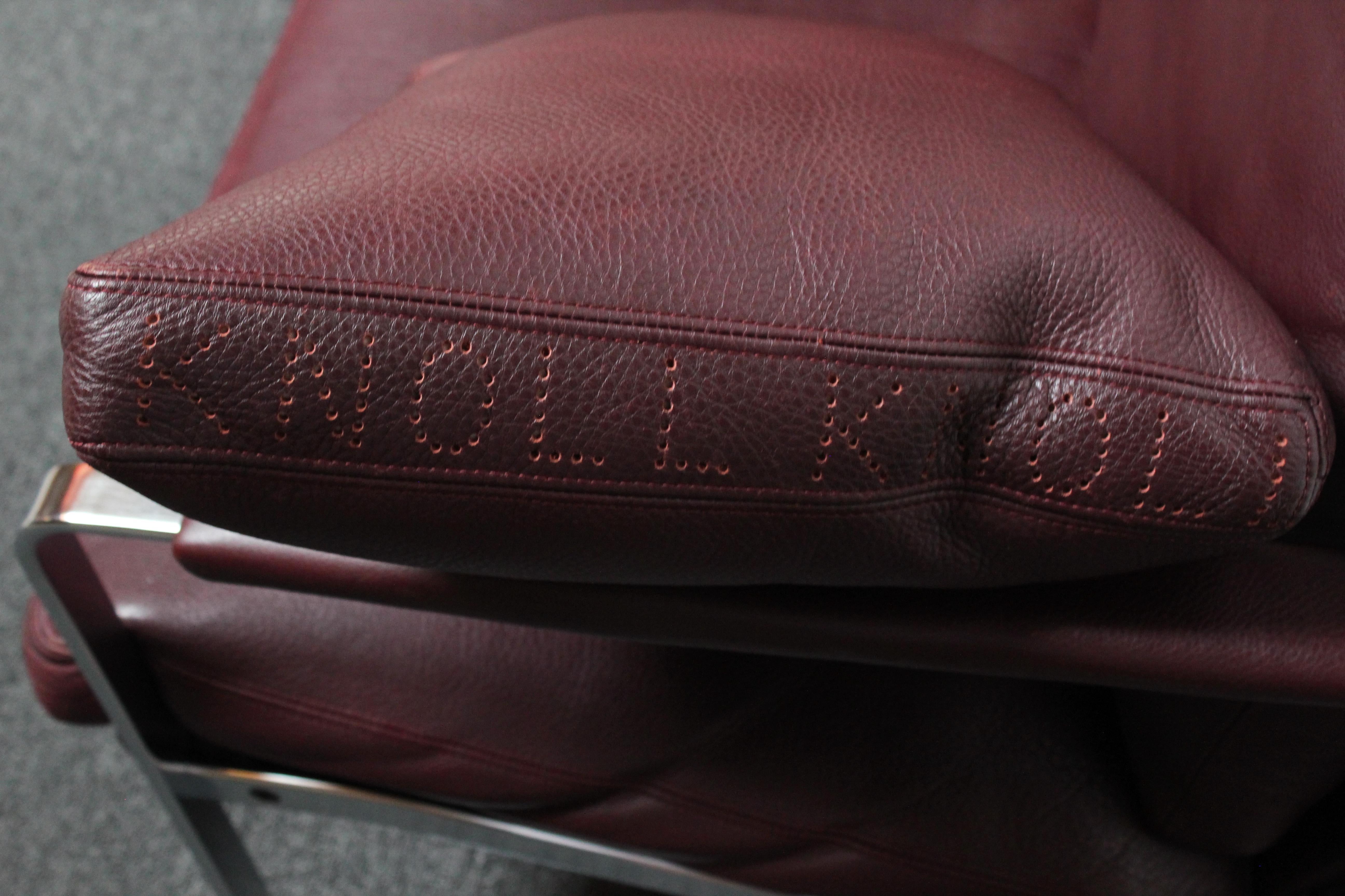 Divano in pelle cordovana e acciaio cromato di Preben Fabricius per Walter Knoll in vendita 13
