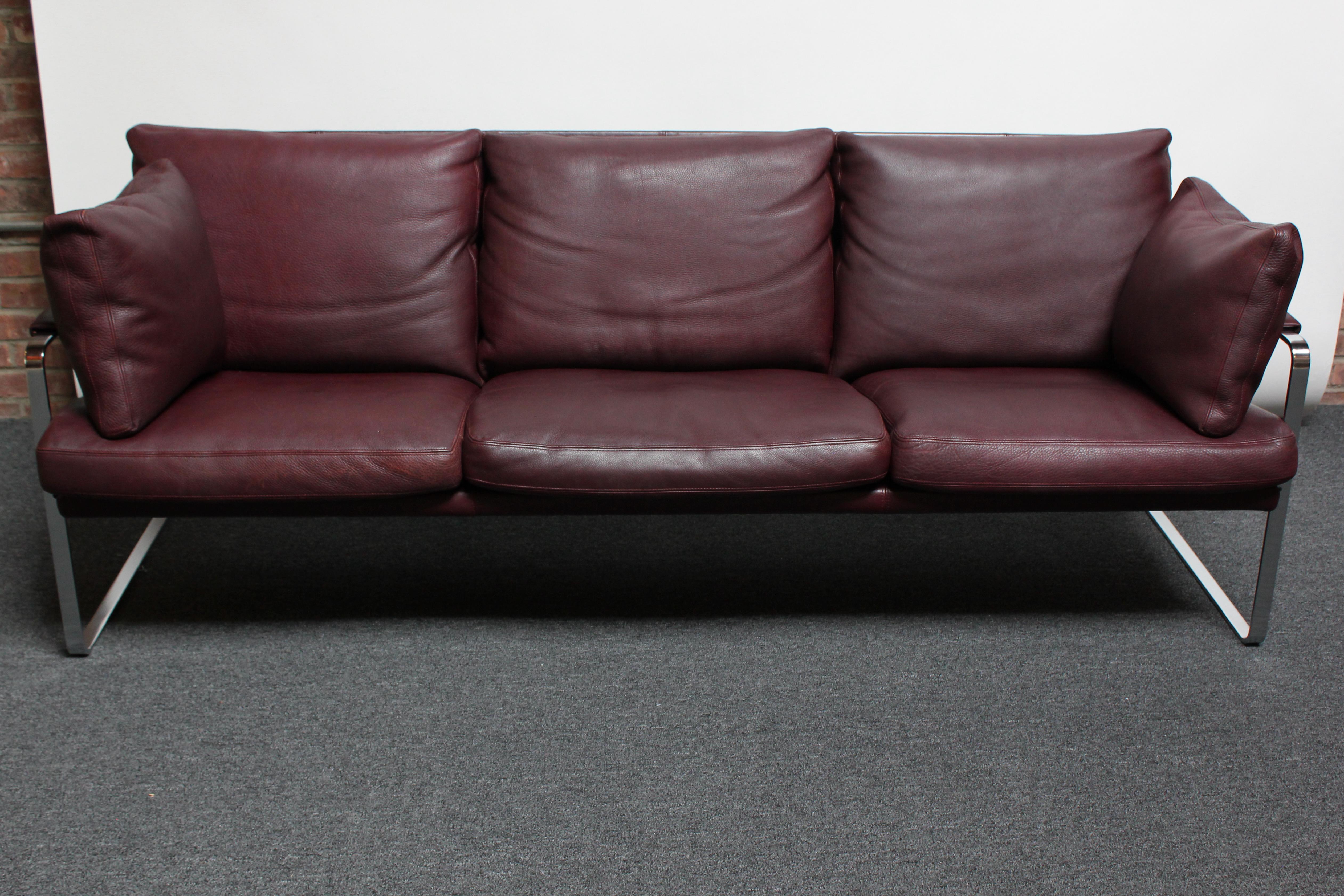 Sofa aus Leder und Chromstahl von Preben Fabricius für Walter Knoll im Zustand „Gut“ im Angebot in Brooklyn, NY
