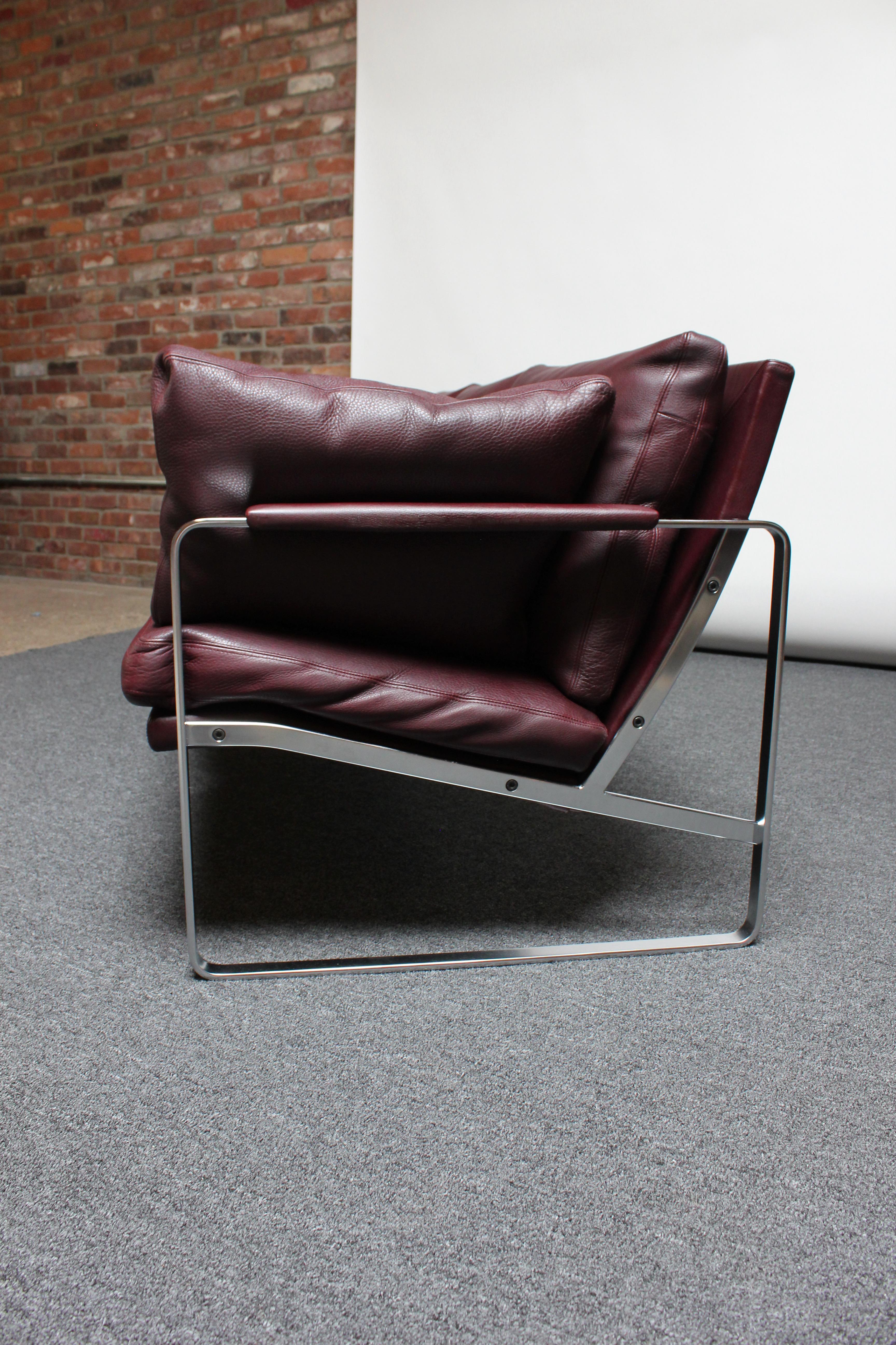 Cordovan Leather and Chrome-Steel Sofa by Preben Fabricius for Walter Knoll For Sale 1