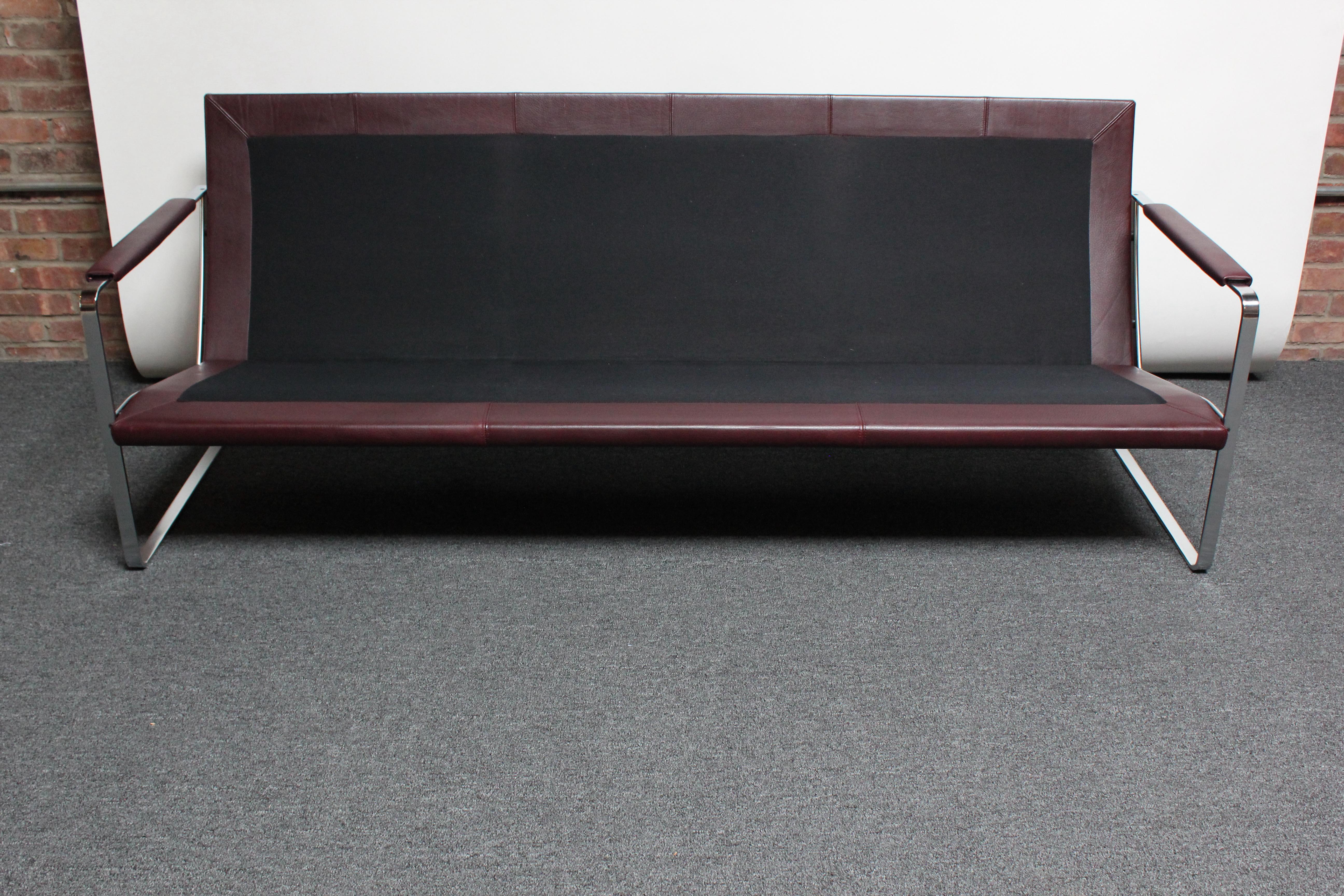 Cordovan Leather and Chrome-Steel Sofa by Preben Fabricius for Walter Knoll For Sale 3