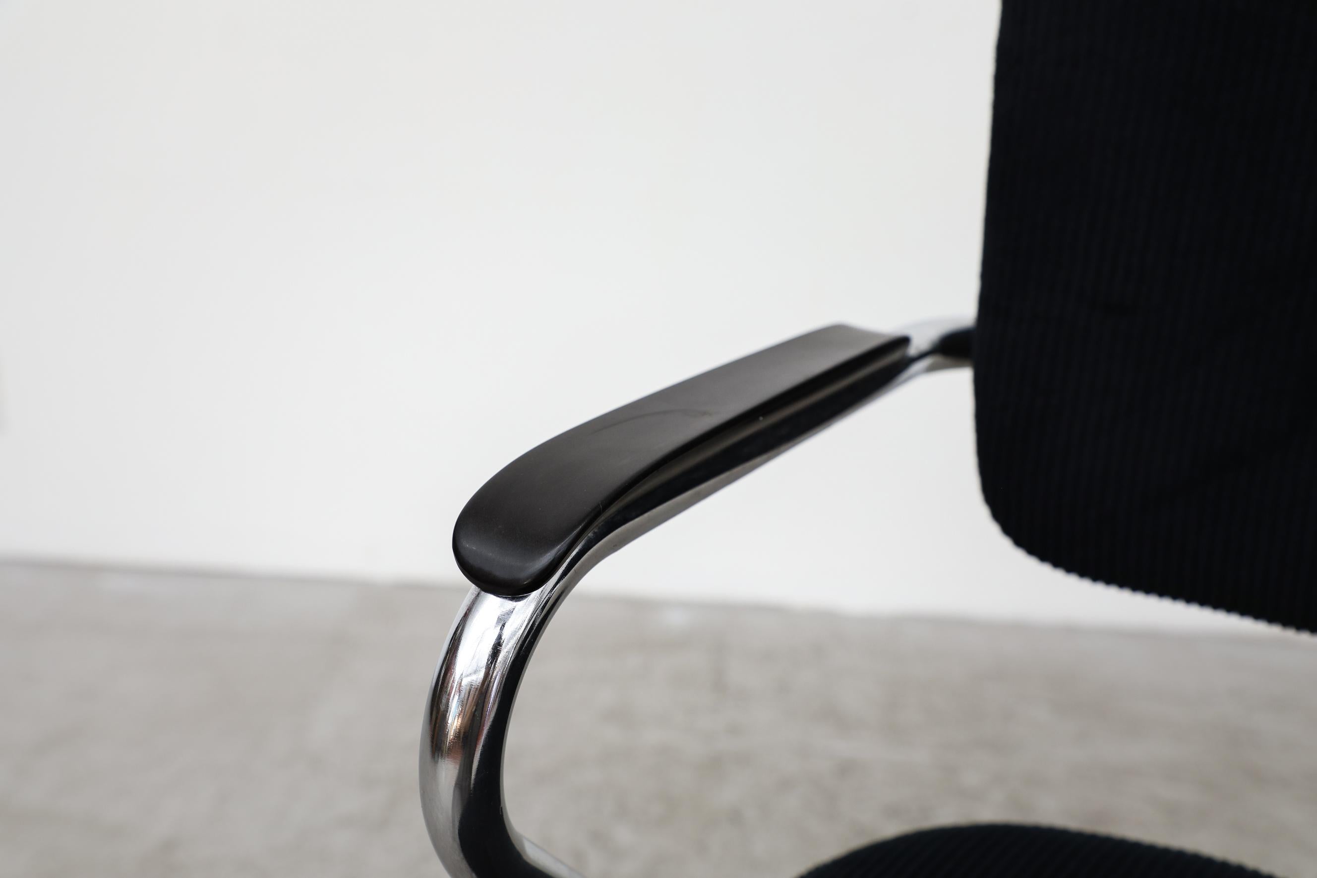 1950s Black Corduroy & Chrome Chairs by Paul Schuitema for Fana Metaal Rotterdam For Sale 7