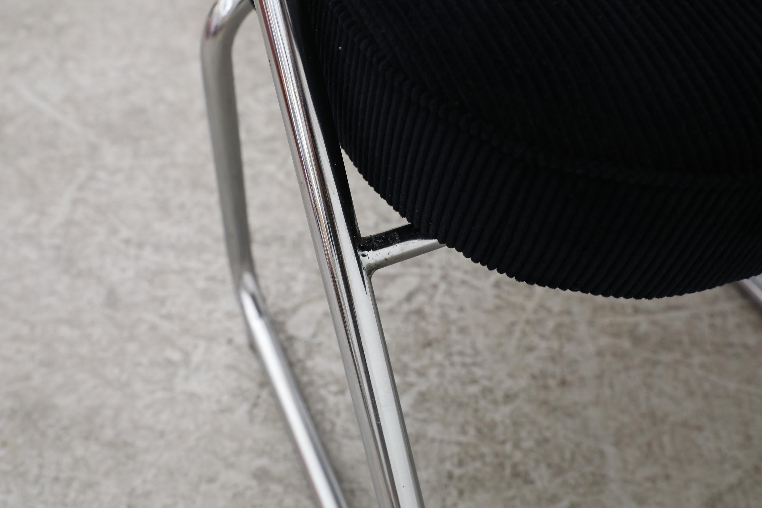 1950s Black Corduroy & Chrome Chairs by Paul Schuitema for Fana Metaal Rotterdam For Sale 10