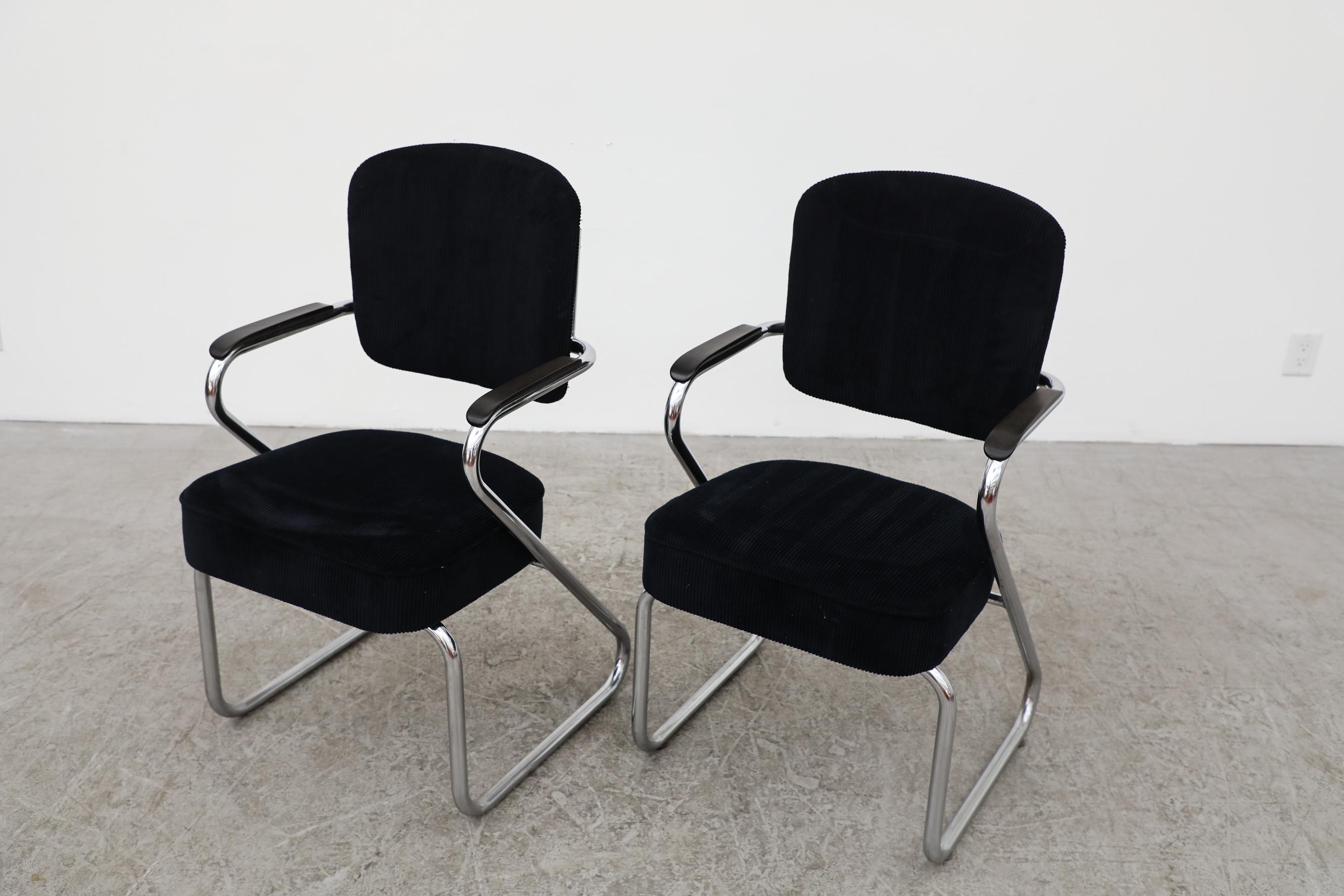 Mid-20th Century Corduroy Chairs by Paul Schuitema for Fana Metaal Rotterdam, 1950s For Sale