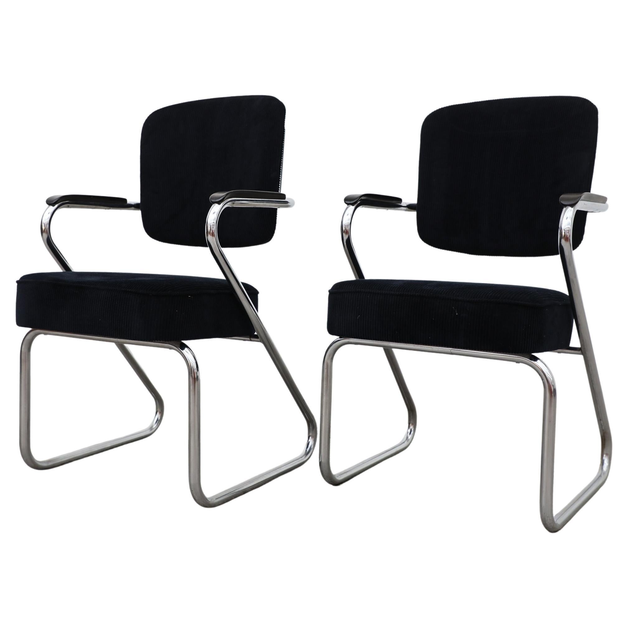Corduroy Chairs by Paul Schuitema for Fana Metaal Rotterdam, 1950s For Sale
