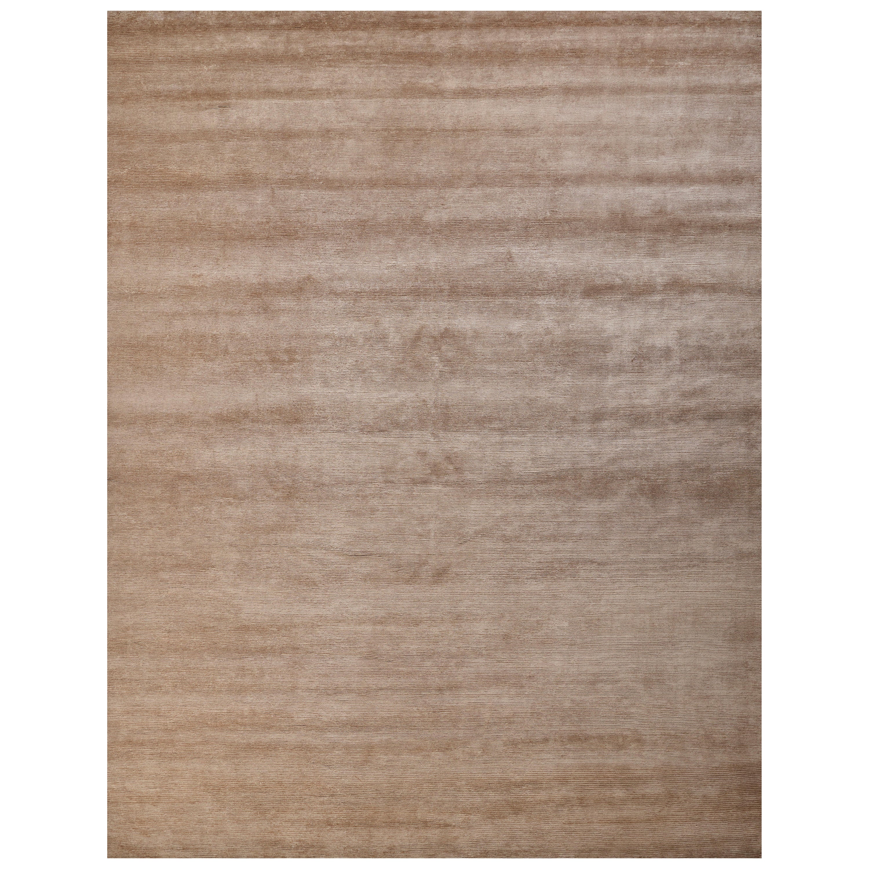 CORDUROY Tappeto di seta moderno annodato a mano nei colori beige, argento e grigio da Hands