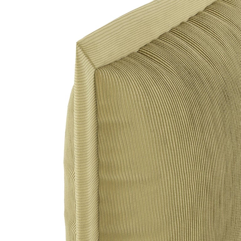 Corduroy Lima Square Throw Pillow, Mid Century Modern Green Cushion For