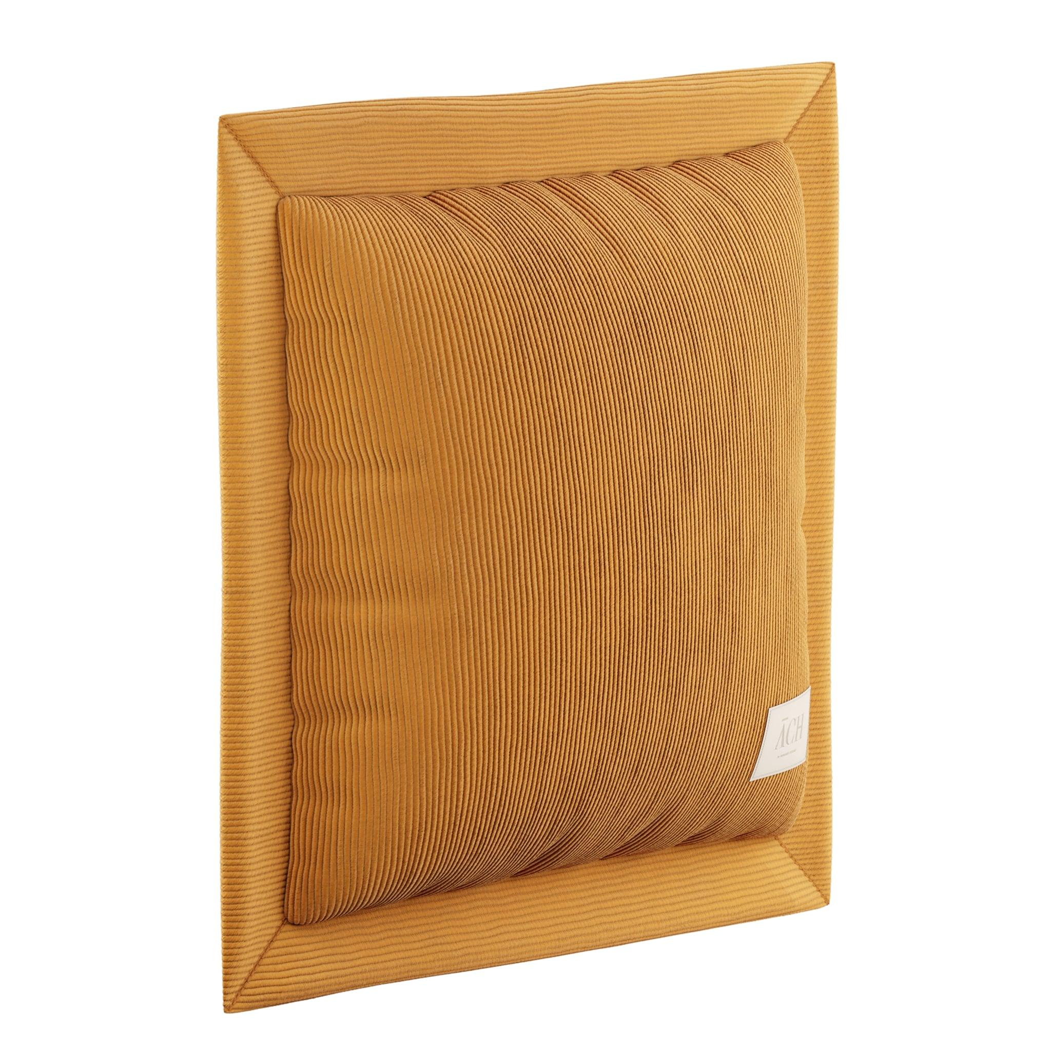 Corduroy Mostaza Square Throw Pillow, Mid-Century Modern yellow cushion 39