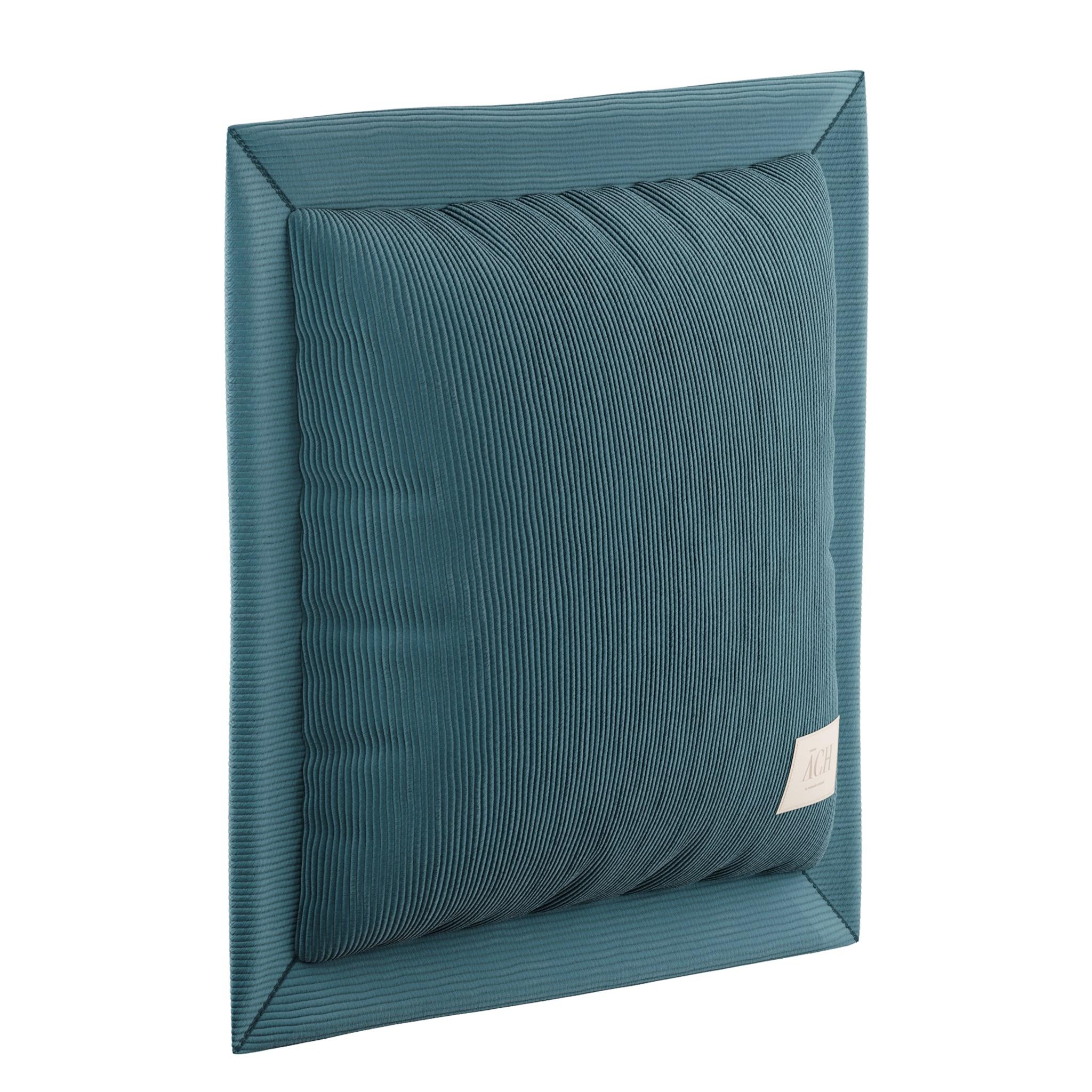 Portuguese Corduroy Navy Square Throw Pillow, Mid-Century Modern Blue Cushion