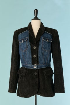 Corduroy single breasted jacket with denim inset JEAN-PAUL GAULTIER JEANS