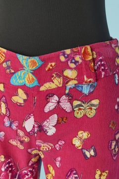 Corduroy trousers with butterfly print and turn-ups bottom D&G by Dolce Gabbana