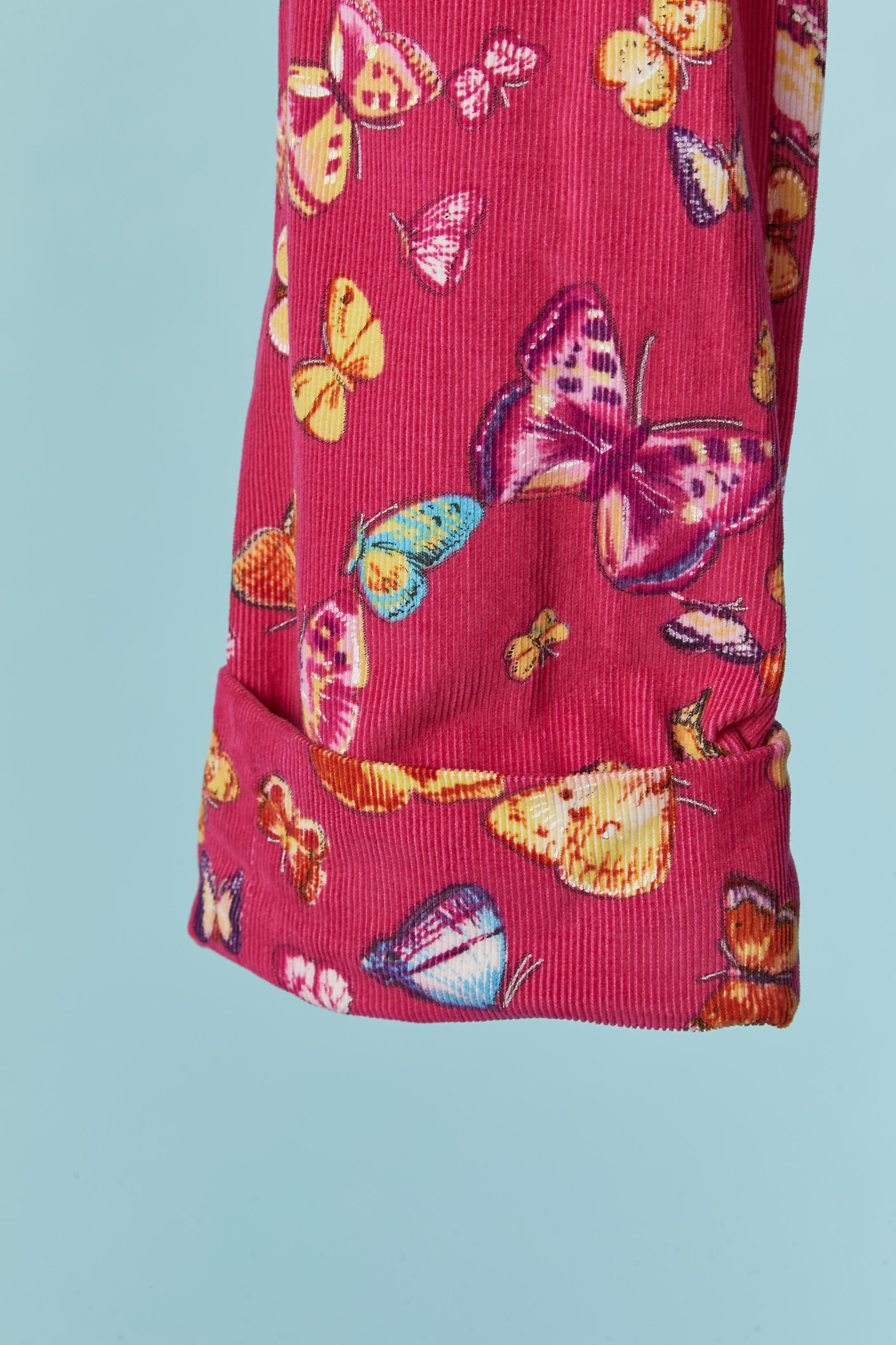 Cord-Hose aus Kord mit Schmetterlingsdruck und gedrechseltem Boden D&G von Dolce Gabbana (Braun) im Angebot