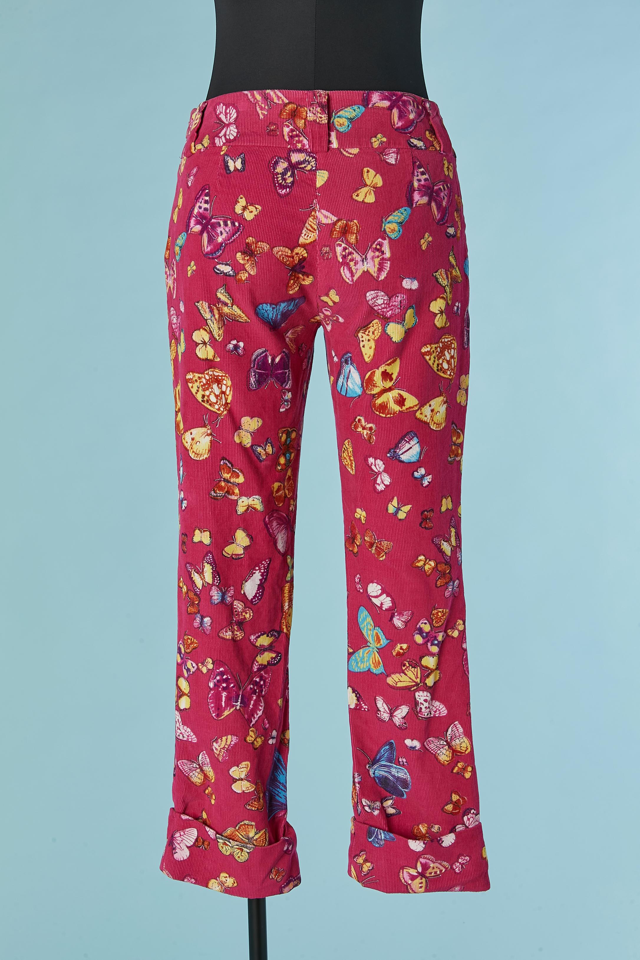 Cord-Hose aus Kord mit Schmetterlingsdruck und gedrechseltem Boden D&G von Dolce Gabbana Damen im Angebot