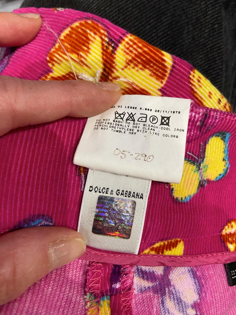 Cord-Hose aus Kord mit Schmetterlingsdruck und gedrechseltem Boden D&G von Dolce Gabbana im Angebot 2